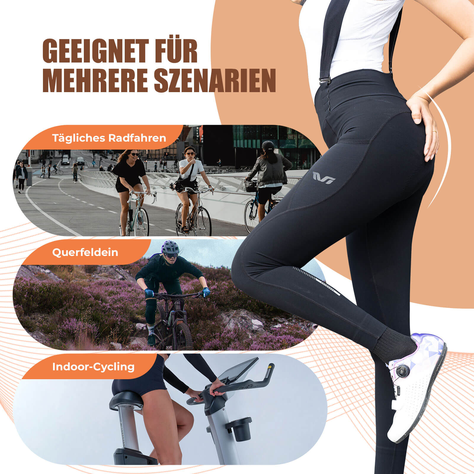 ROCKBROS TVI Lange Trägerhose Fahrradhose mit Sitzpolster Abnehmbare - Fahrradhose ROCKBROS - EU - NooMii