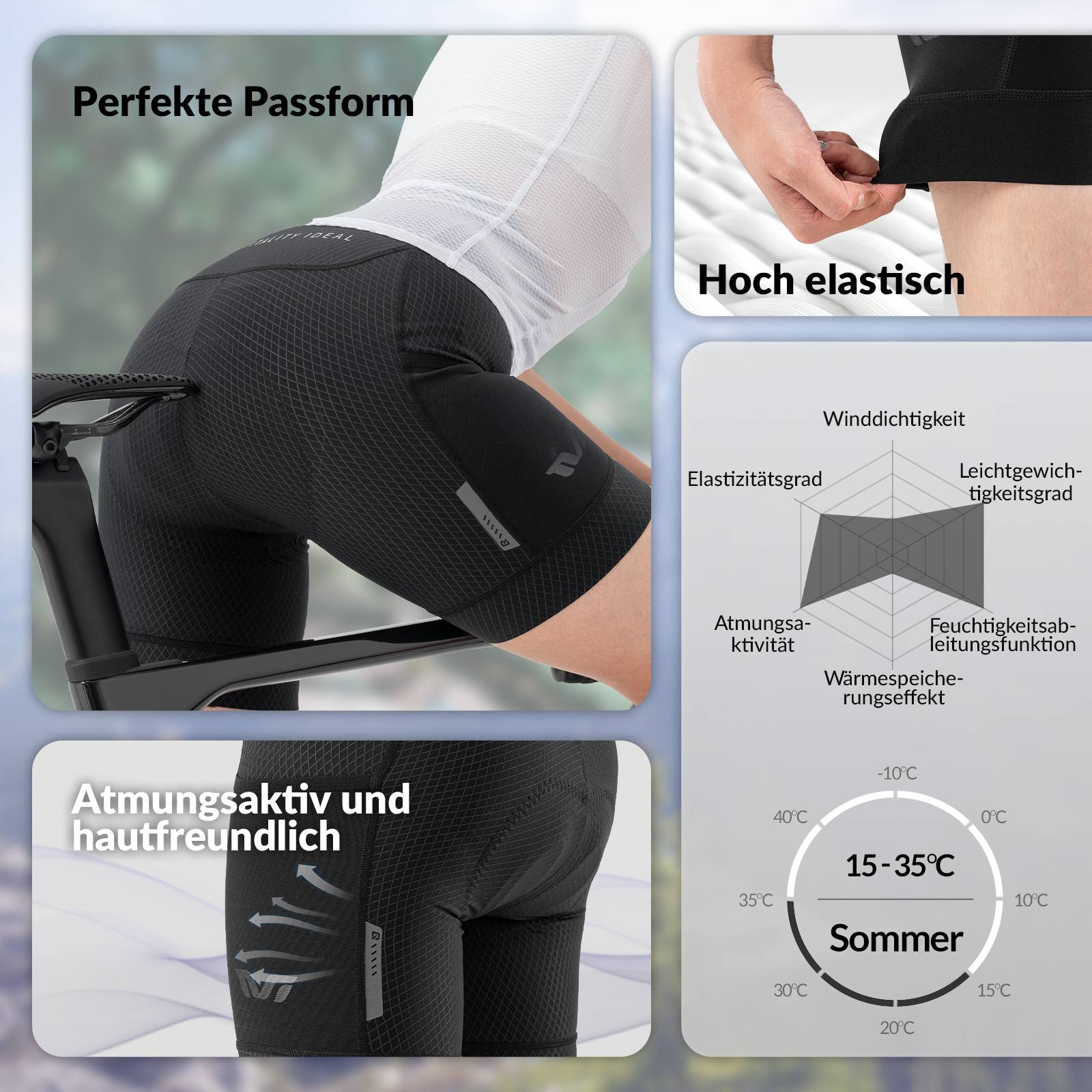 ROCKBROS TVI Radlerhose Damen Gepolstert mit Tasche Atmungsaktive - Fahrradhose ROCKBROS - EU - NooMii