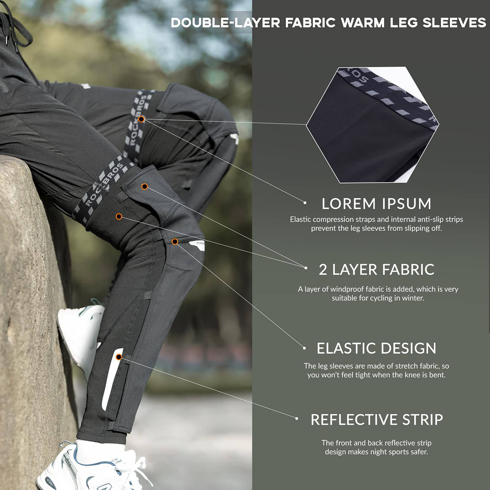 ROCKBROS Unisex Beinlinge Beinwärmer Winddicht Warm Schwarz S - 4XL - Fahrrad Mütze ROCKBROS - EU - NooMii