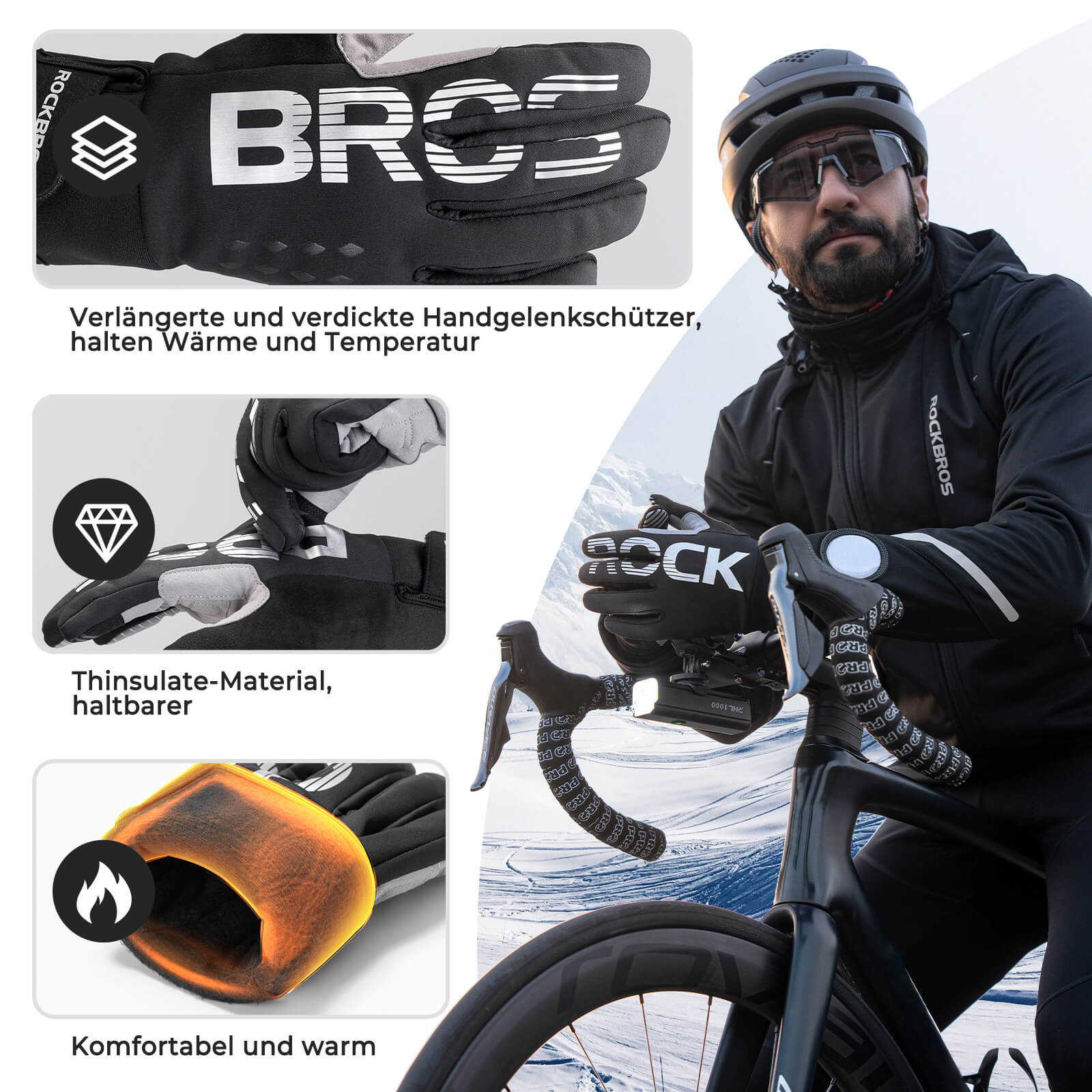ROCKBROS Vollfinger Handschuhe Fahrradhandschuhe mit Touchscreenfunktion - Fahrradhandschuhe ROCKBROS - EU - NooMii