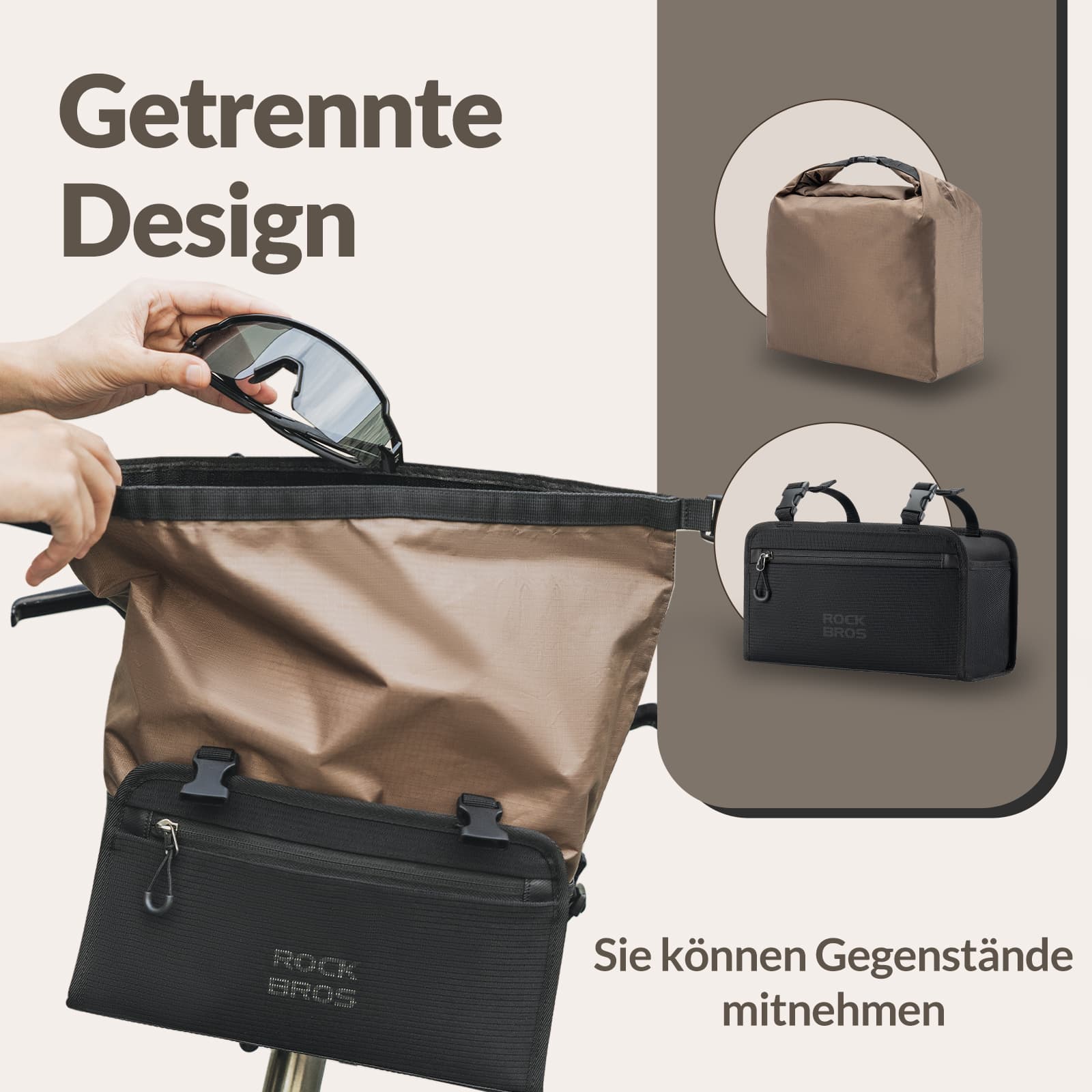 ROCKBROS Wasserdicht Lenkertasche Abnehmbar Fahrradkorb ca.5,5L - Fahrradtaschen ROCKBROS - EU - NooMii