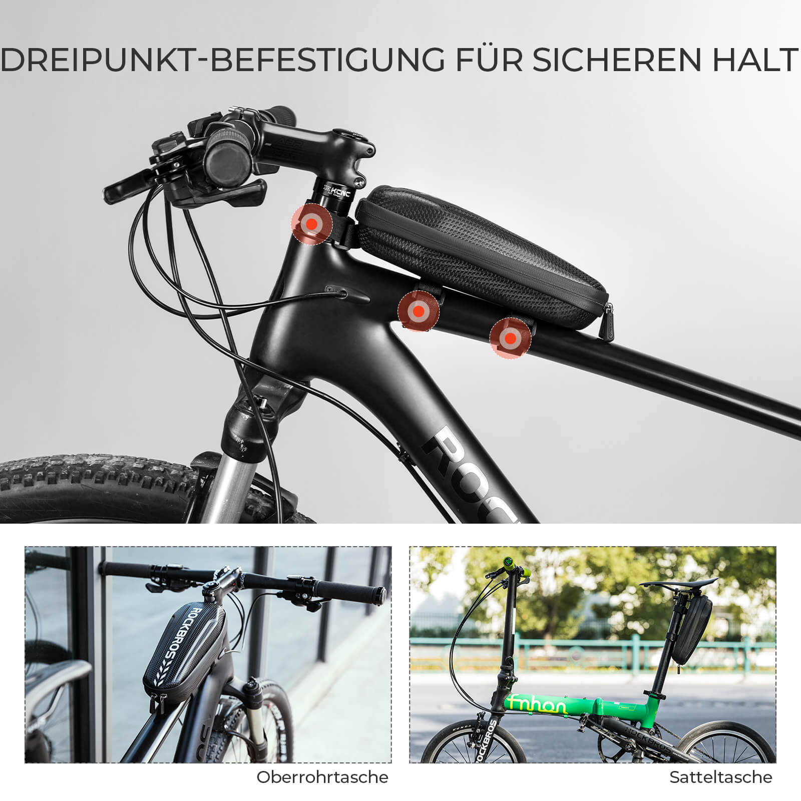 ROCKBROS Wasserdicht Oberrohrtasche Satteltasche 1L/1,5L Schwarz - Fahrradtaschen ROCKBROS - EU - NooMii