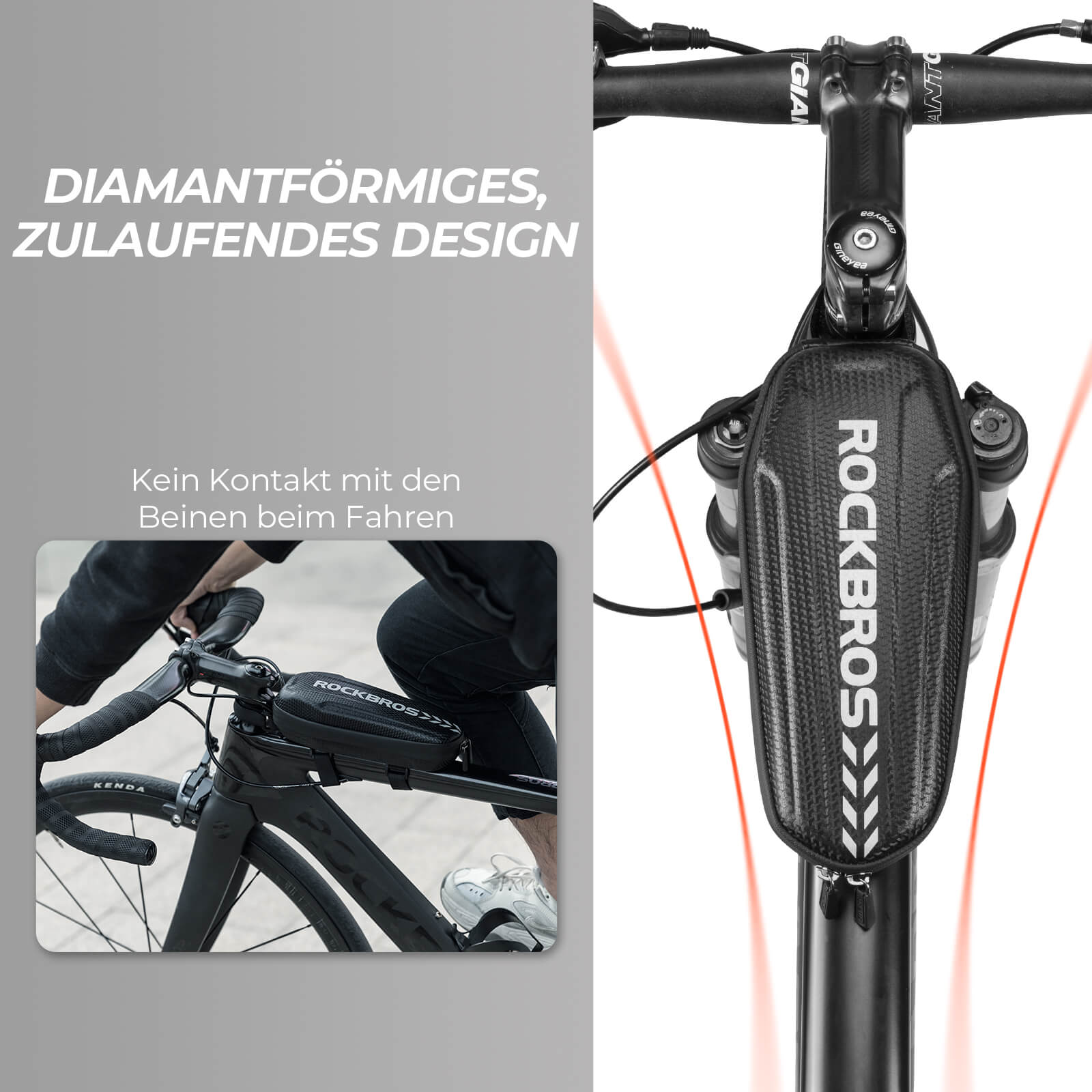 ROCKBROS Wasserdicht Oberrohrtasche Satteltasche 1L/1,5L Schwarz - Fahrradtaschen ROCKBROS - EU - NooMii