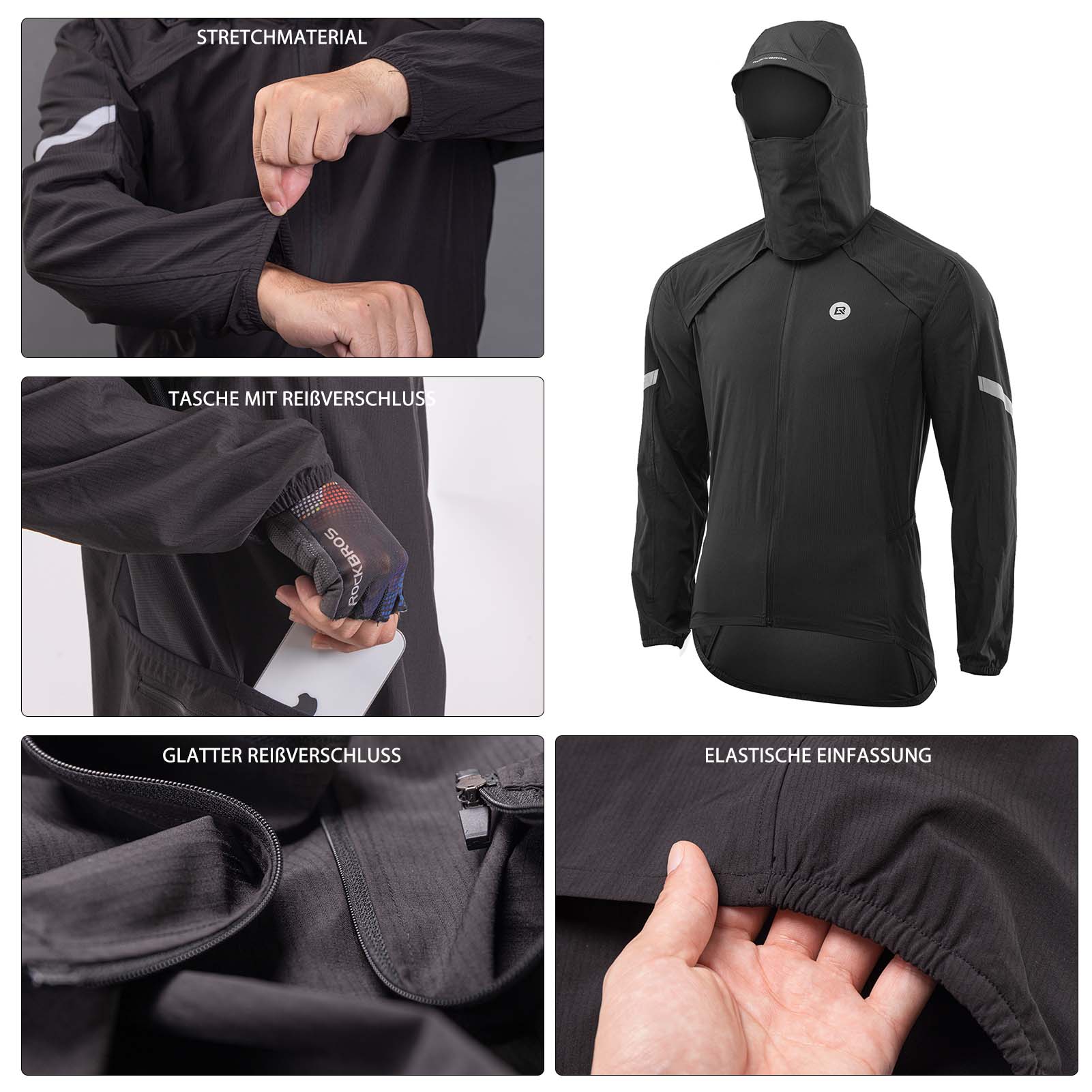 ROCKBROS Winddichte Fahrrad Jacke mit abnehmbarem Ärmel Softshelljacke - Fahrradjacke ROCKBROS - EU - NooMii