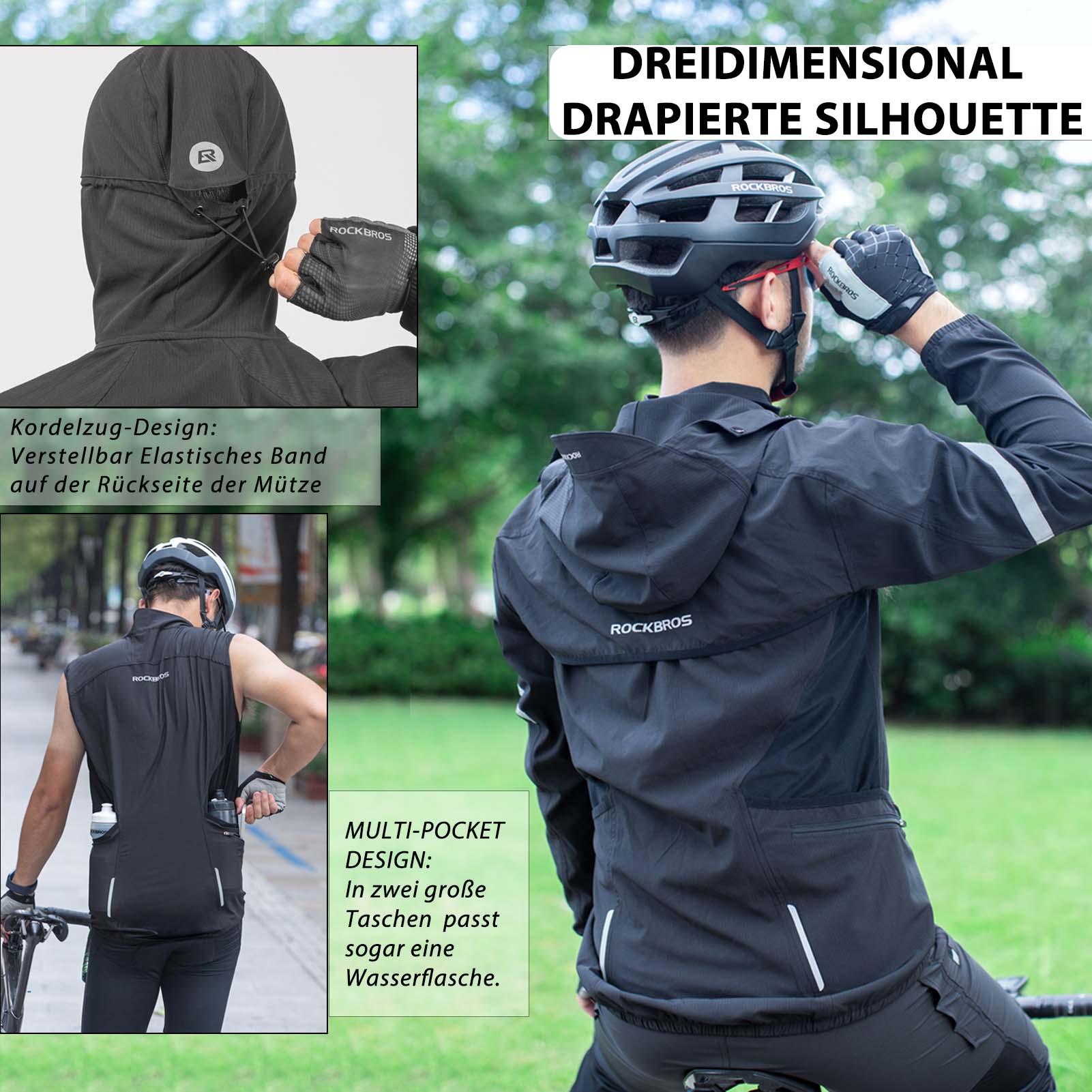 ROCKBROS Winddichte Fahrrad Jacke mit abnehmbarem Ärmel Softshelljacke - Fahrradjacke ROCKBROS - EU - NooMii