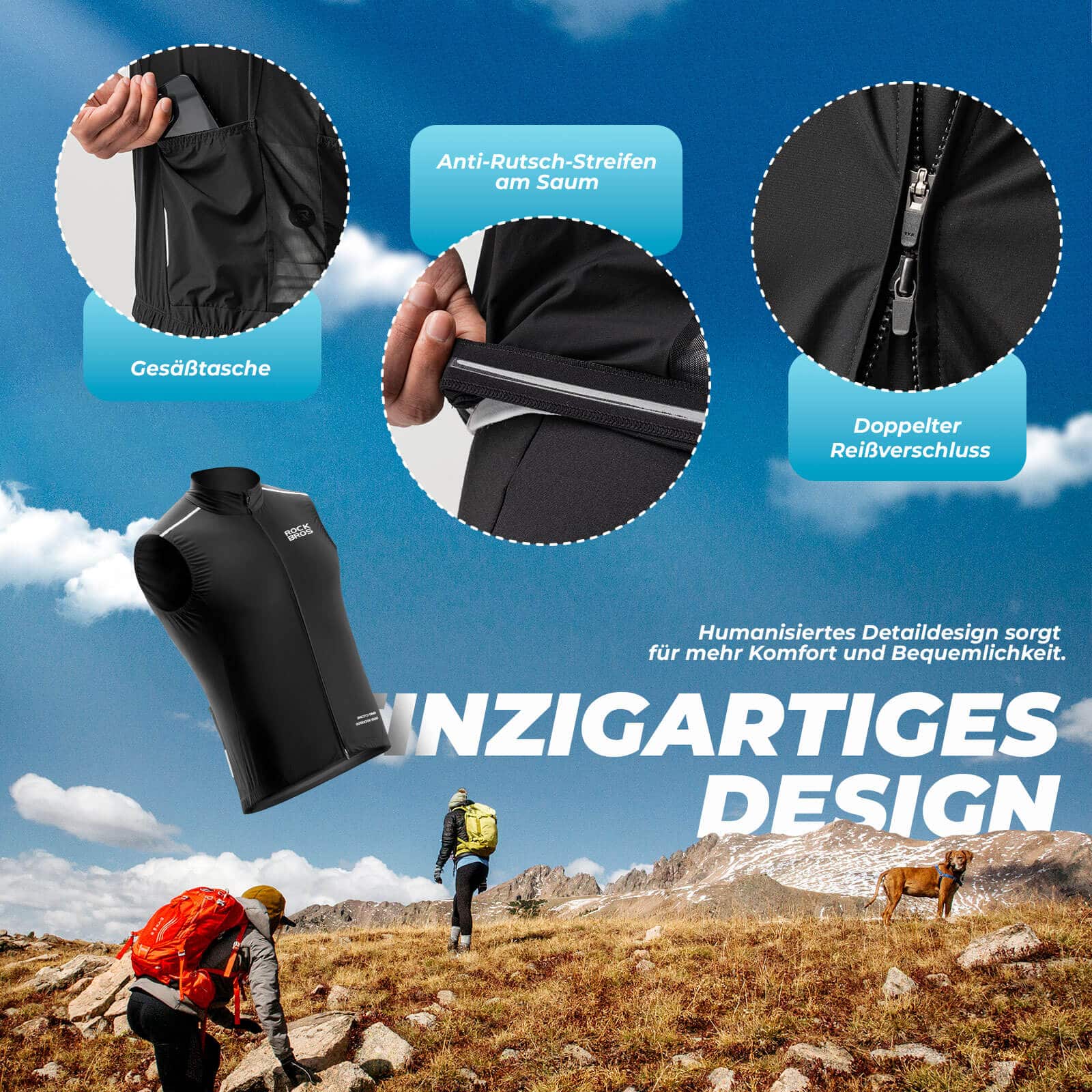 ROCKBROS Windweste Radsport Warnweste Ärmellose - Fahrradjacke ROCKBROS - EU - NooMii