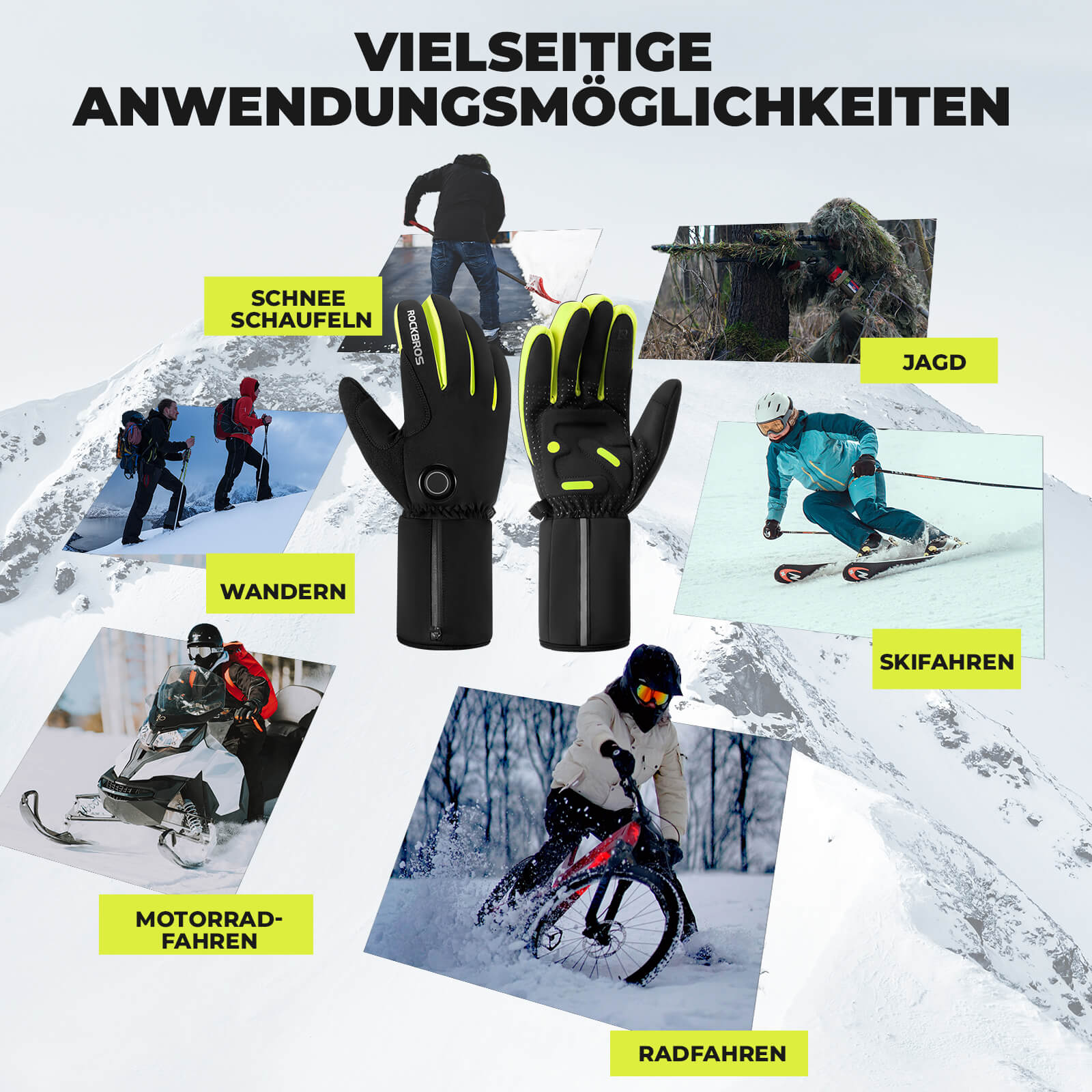 ROCKBROS Winter Beheizte Fahrradhandschuhe Touchscreen Handschuhe M - 2XL - Fahrradhandschuhe ROCKBROS - EU - NooMii