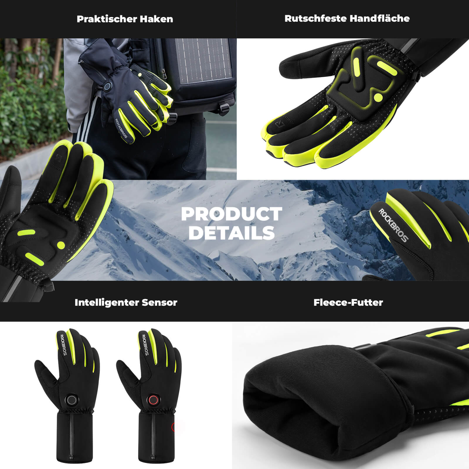 ROCKBROS Winter Beheizte Fahrradhandschuhe Touchscreen Handschuhe M - 2XL - Fahrradhandschuhe ROCKBROS - EU - NooMii