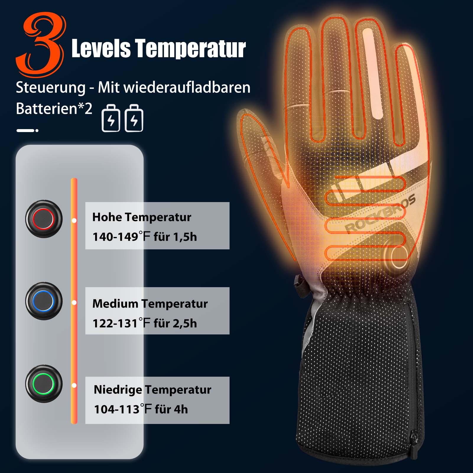 ROCKBROS Winter Beheizte Fahrradhandschuhe Wiederaufladbare Handschuhe M - XL - Fahrradhandschuhe ROCKBROS - EU - NooMii