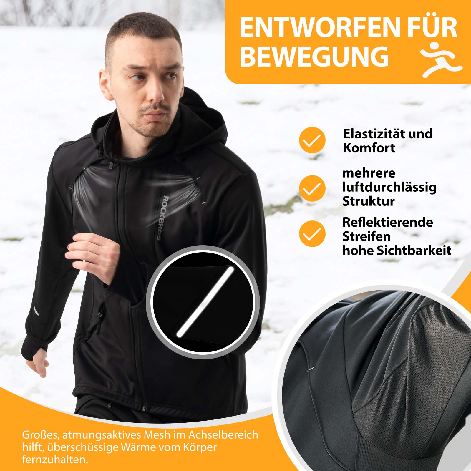 ROCKBROS Winter Fahrradjacke Winddicht – Mit TPU - Touchscreen - Bedienung - Fahrradjacke ROCKBROS - EU - NooMii
