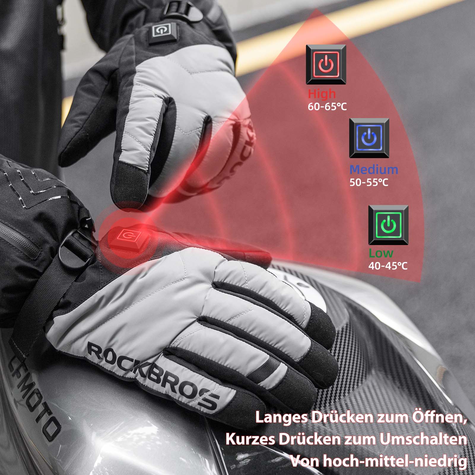 ROCKBROS Winter Handschuhe Beheizbare Fahrradhandschuhe mit Batterie M - XL - Fahrradhandschuhe ROCKBROS - EU - NooMii