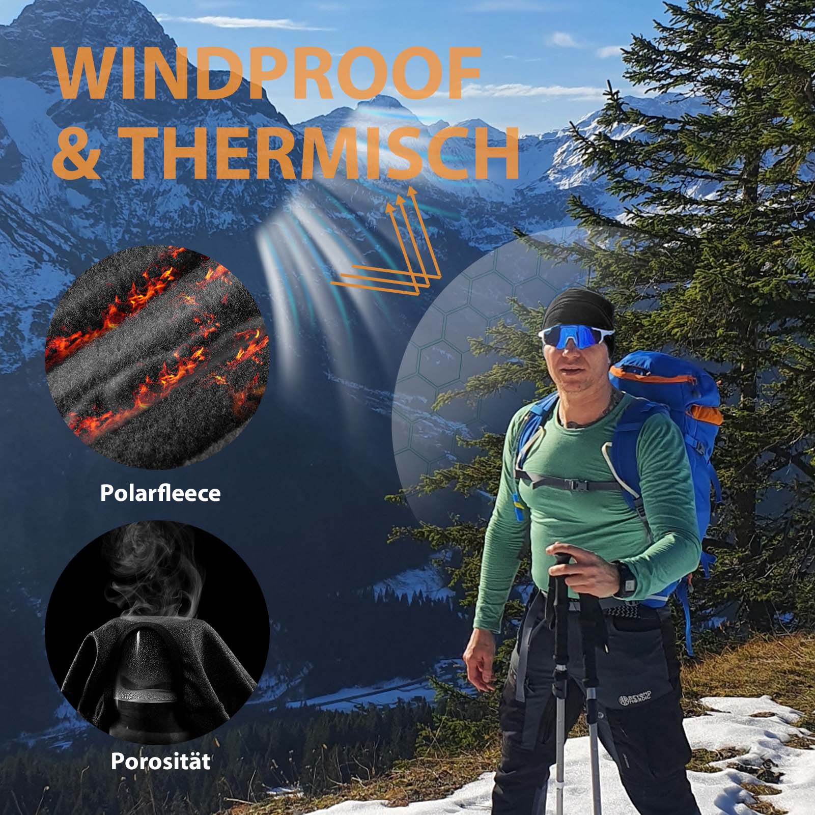 ROCKBROS Winter Laufmütze Fahrrad Mütze aus Fleece schweißfest und warm - Fahrrad Mütze ROCKBROS - EU - NooMii