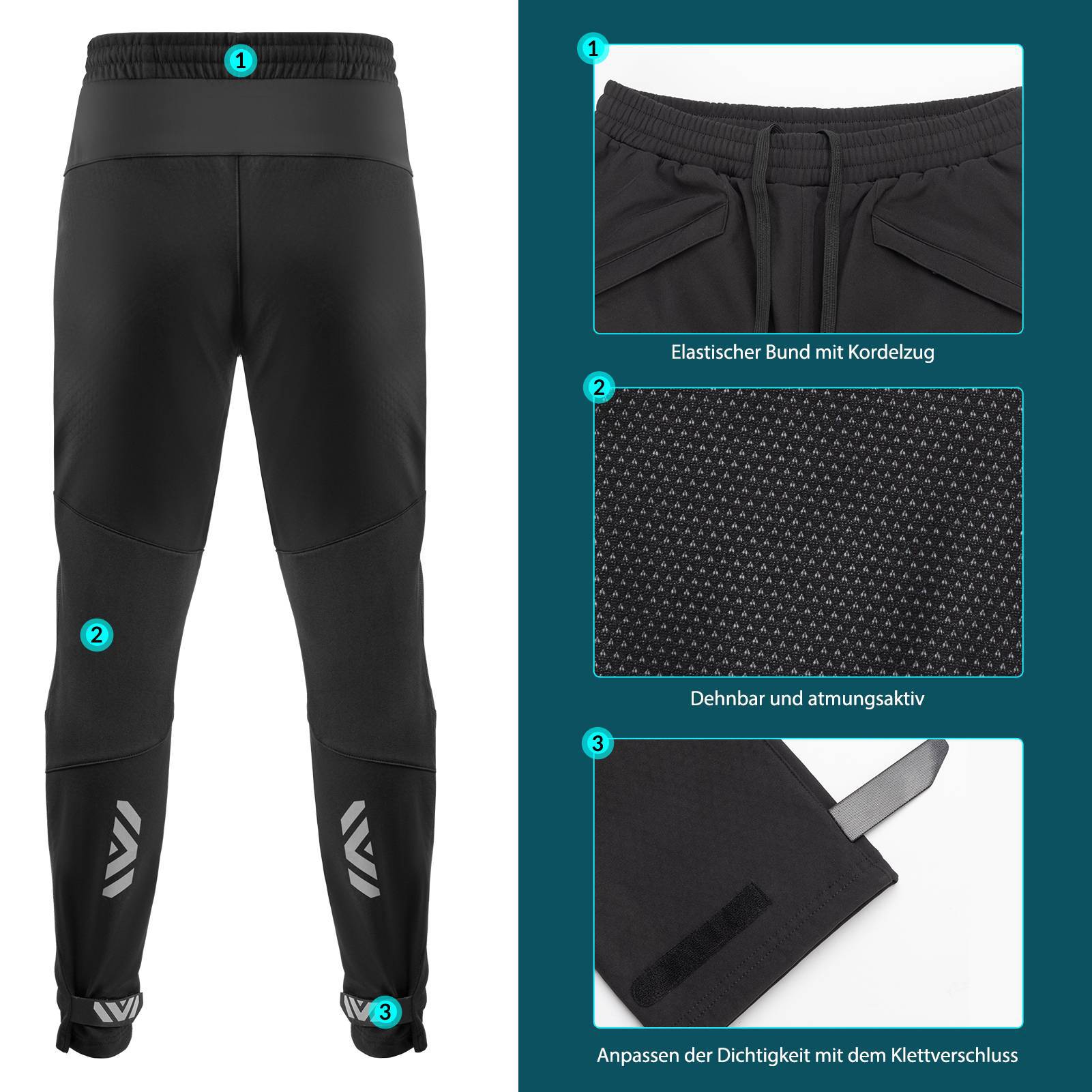 ROCKBROS Winter Radlerhose Herren Lange Fahrradhose Warm Fleece - Fahrradhose ROCKBROS - EU - NooMii