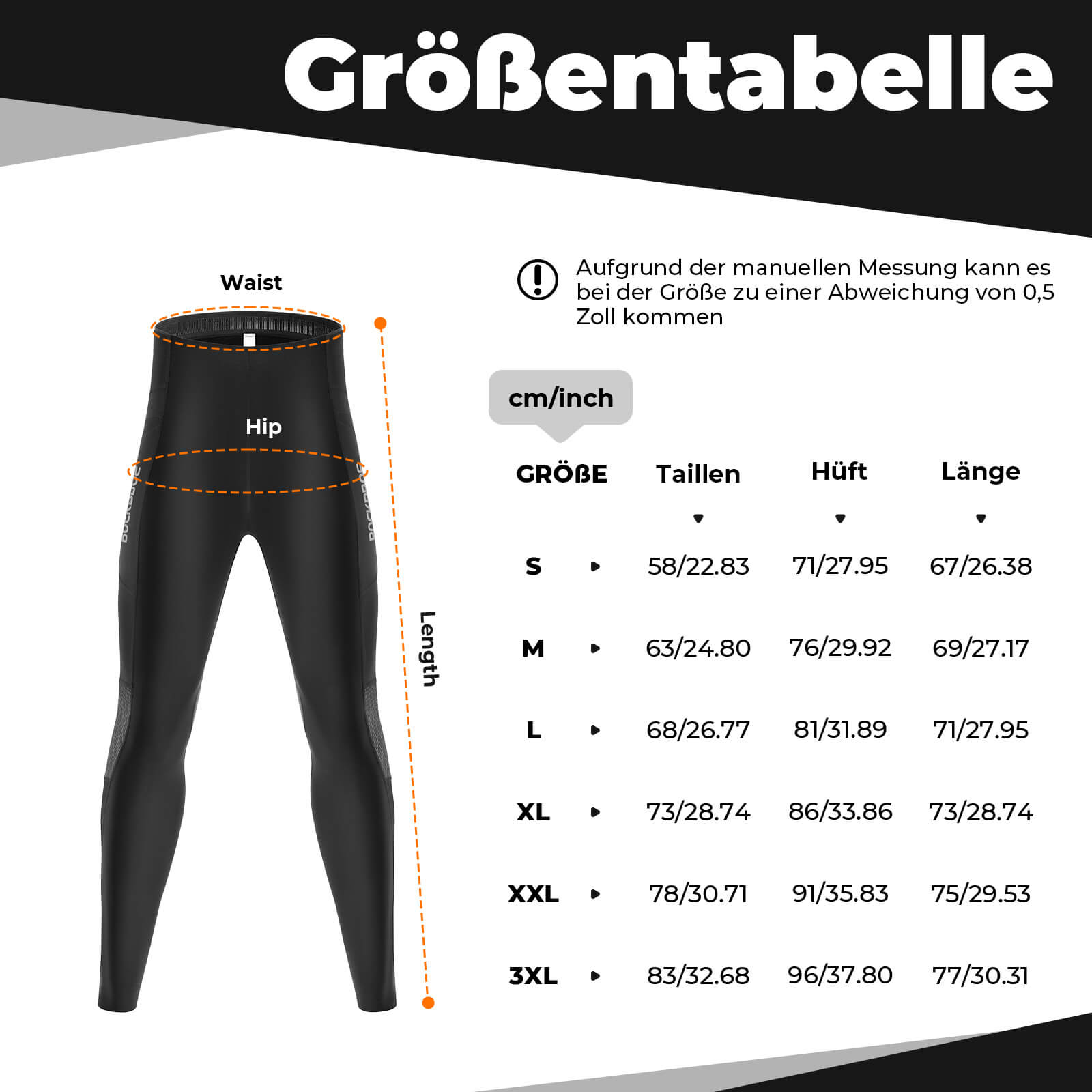 ROCKBROS Winter Thermo - Fahrradhose Fleece - Kompressions - Leggings 3 Taschen - Fahrradhose ROCKBROS - EU - NooMii