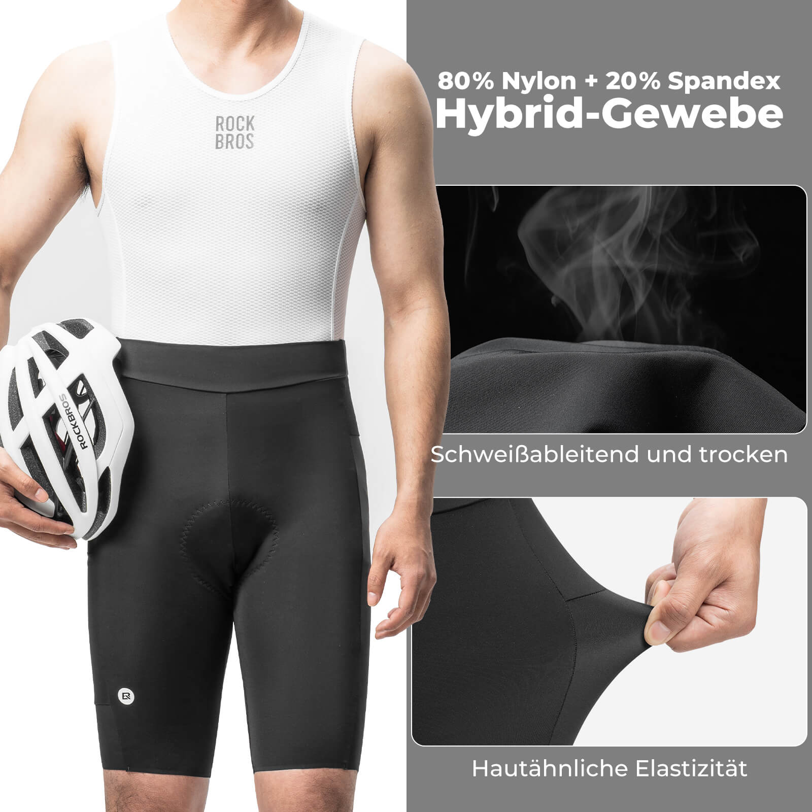 Schnelltrocknende Kurz Fahrradhose Gepolstert Herren Sommer - Fahrradhose ROCKBROS - EU - NooMii