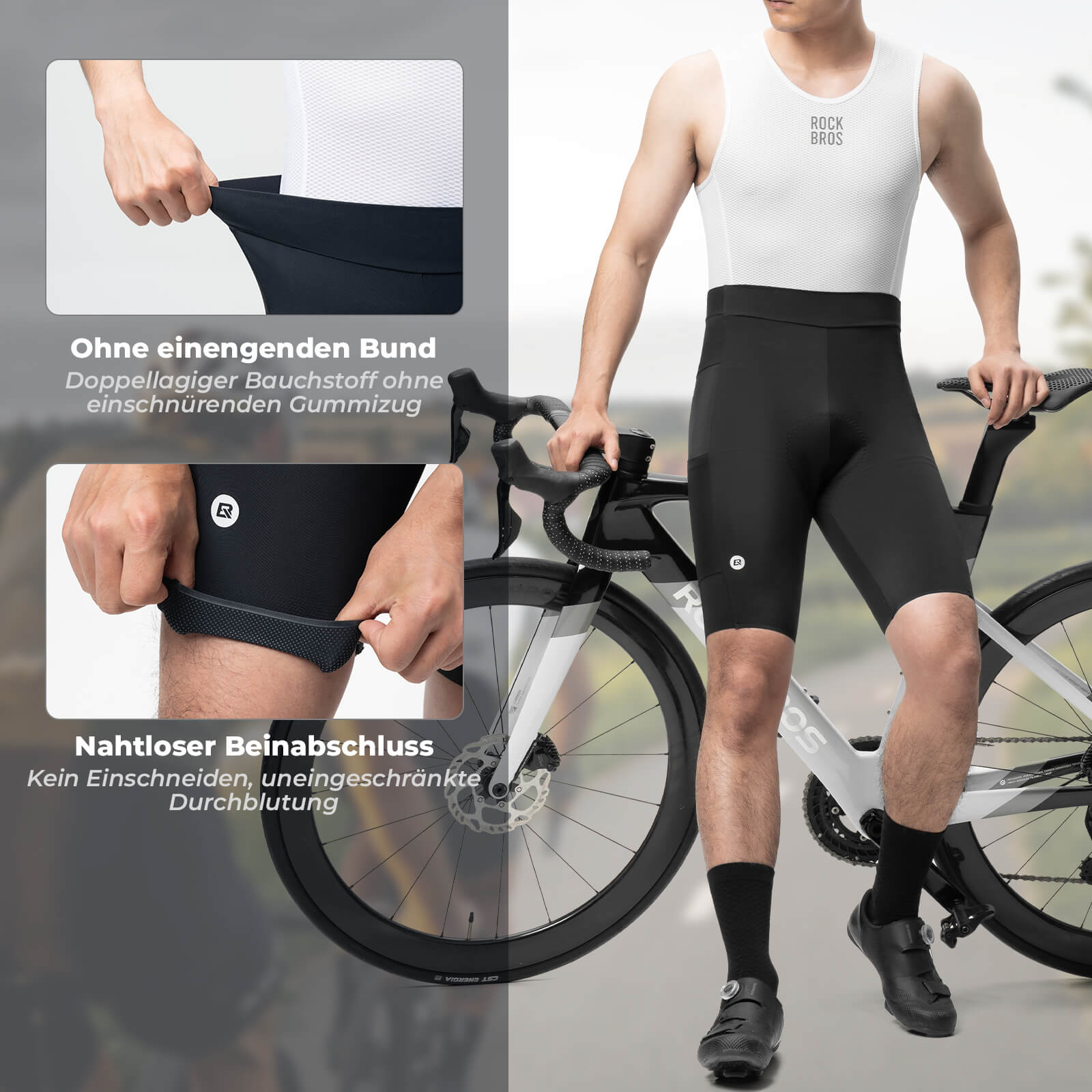 Schnelltrocknende Kurz Fahrradhose Gepolstert Herren Sommer - Fahrradhose ROCKBROS - EU - NooMii
