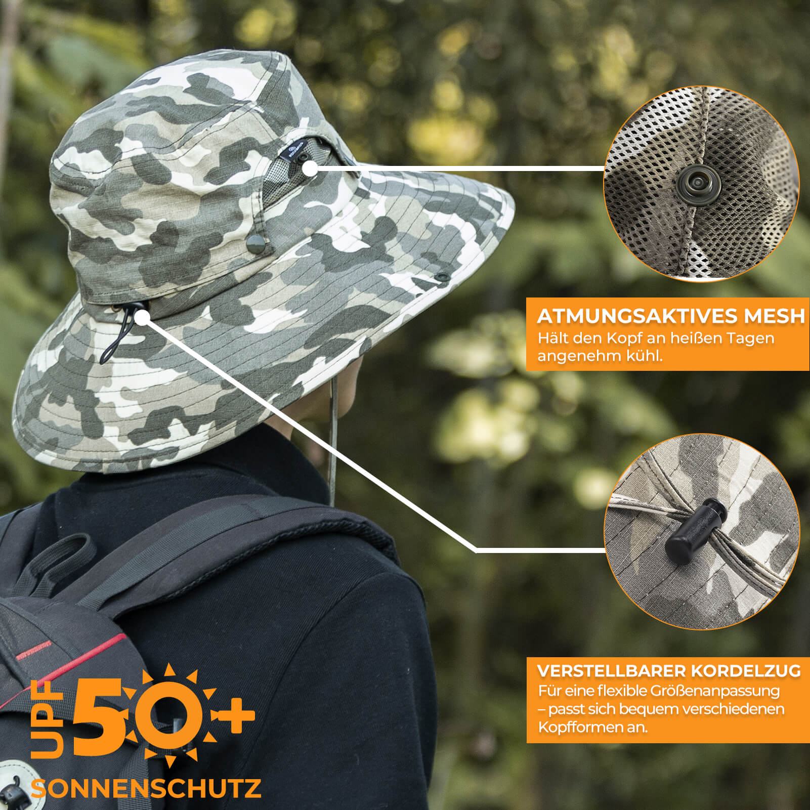 Sonnenhut Outdoor Wanderhut Fischerhut UV - Schutz - Fahrrad Mütze ROCKBROS - EU - NooMii