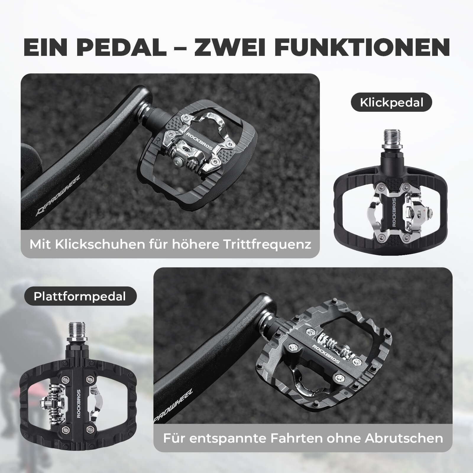 SPD - Klickpedale & Plattformpedale 2 - in - 1 inkl. Cleats 9/16" - Fahrradpedale ROCKBROS - EU - NooMii