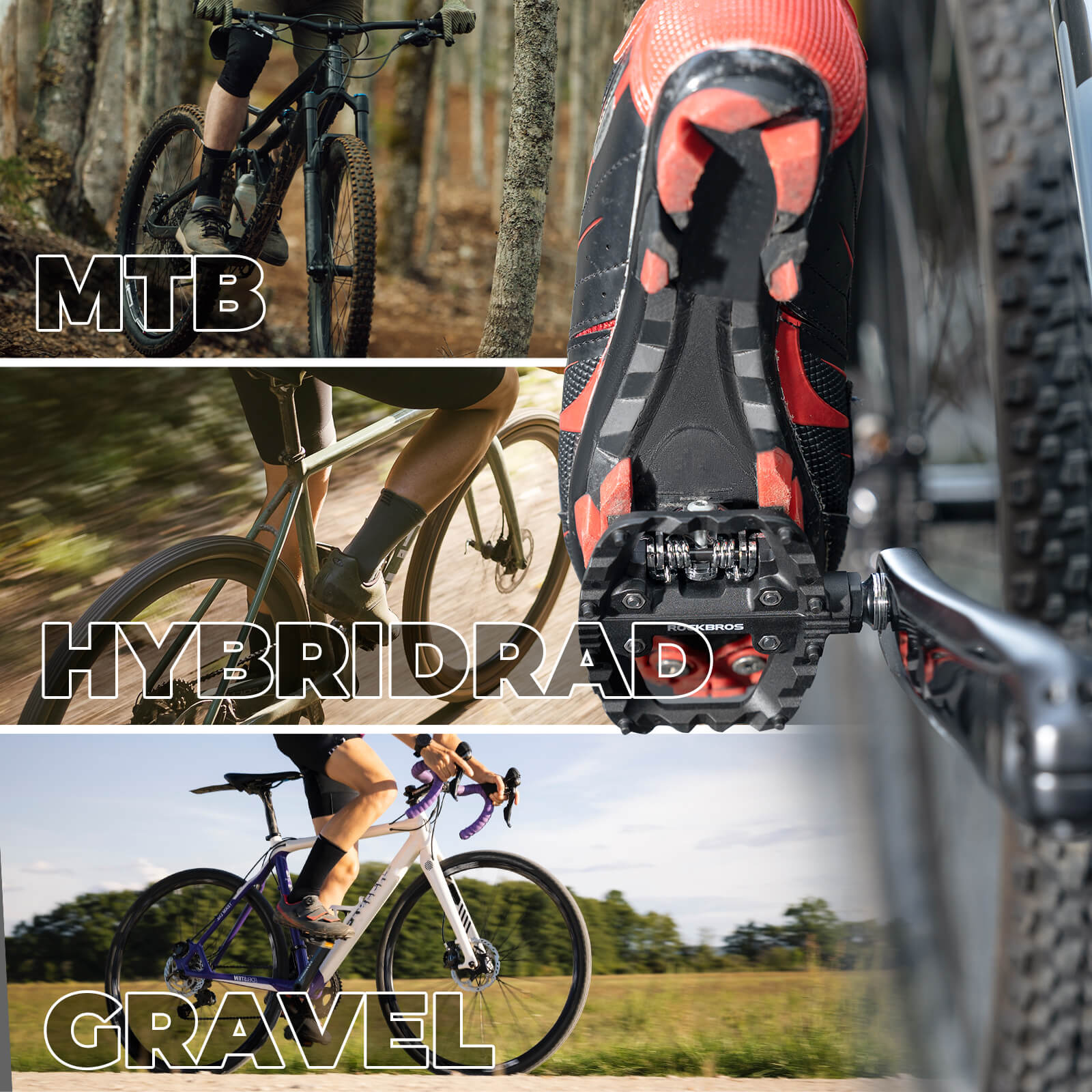 SPD - Klickpedale & Plattformpedale 2 - in - 1 inkl. Cleats 9/16" - Fahrradpedale ROCKBROS - EU - NooMii