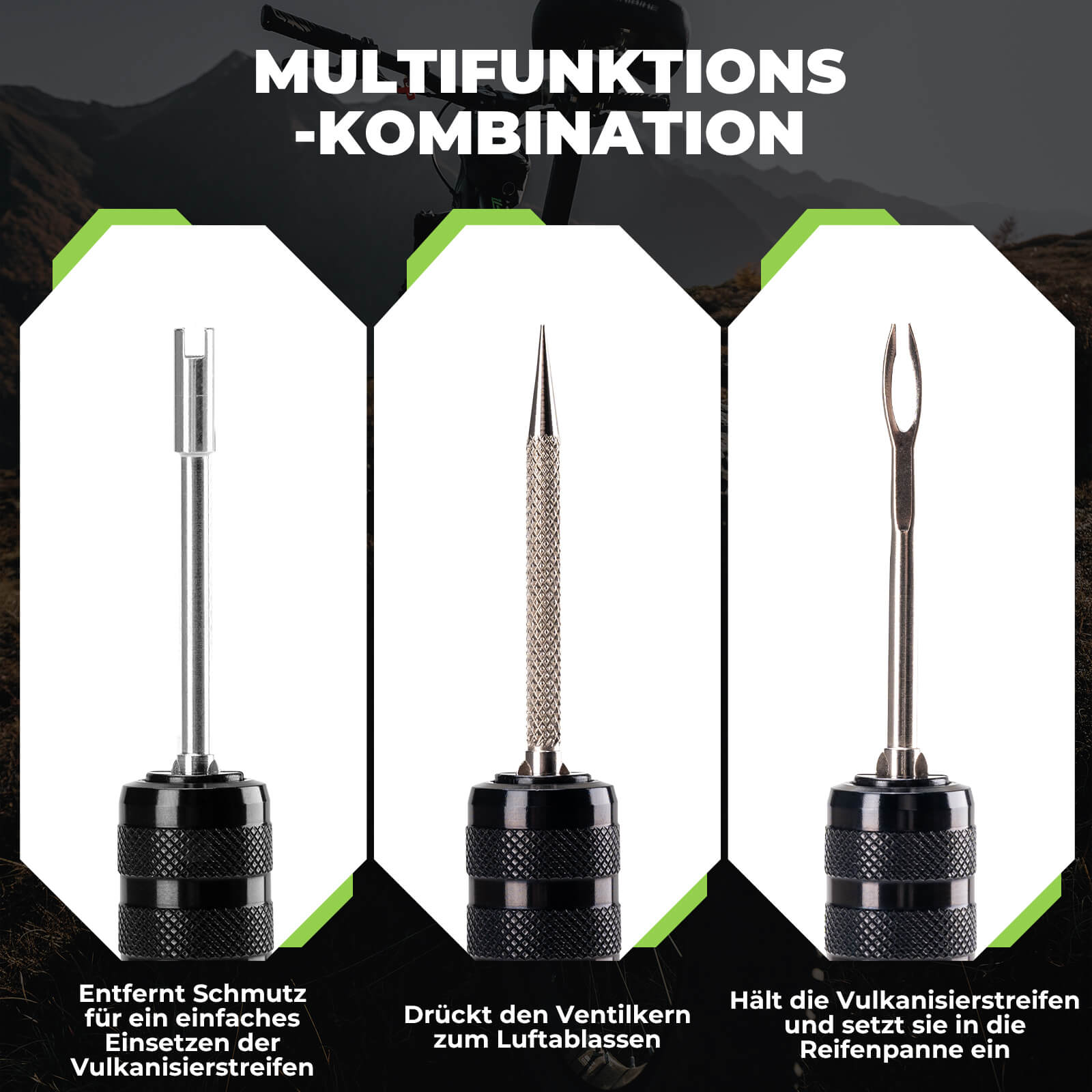 Tubeless Reifenpannenset mit Gummistopfen, Aluminiumgehäus, Griff - Werkzeuge ROCKBROS - EU - NooMii