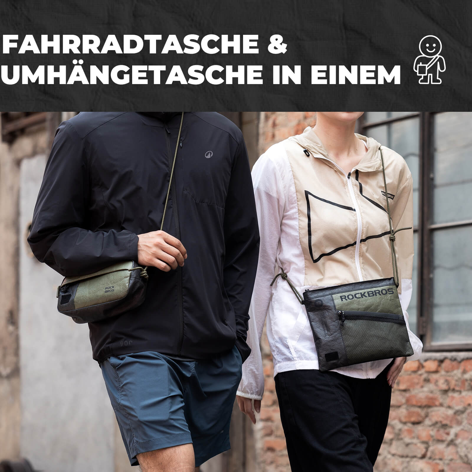 2 - in - 1 Lenkertasche Wasserabweisend mit Schultergurt 1,5L - Fahrradtaschen ROCKBROS - EU - NooMii