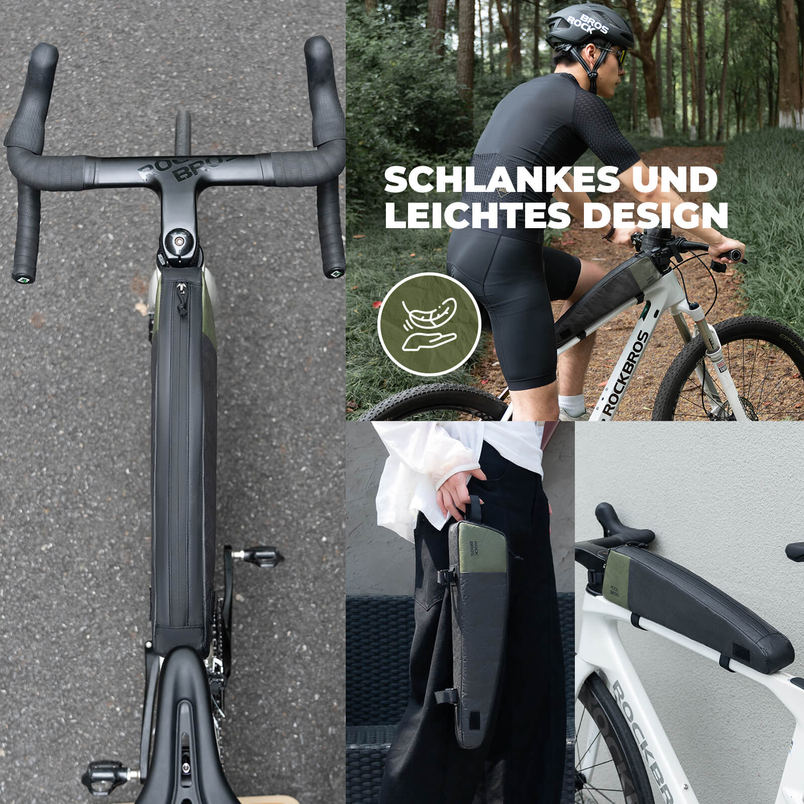 2 - in - 1 Oberrohrtasche Wasserabweisend mit Schultergurt 0,9L - Fahrradtaschen ROCKBROS - EU - NooMii