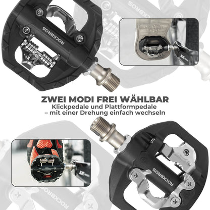 2 - in - 1 SPD - Klickpedale & Plattformpedale 9/16" - Fahrradpedale ROCKBROS - EU - NooMii