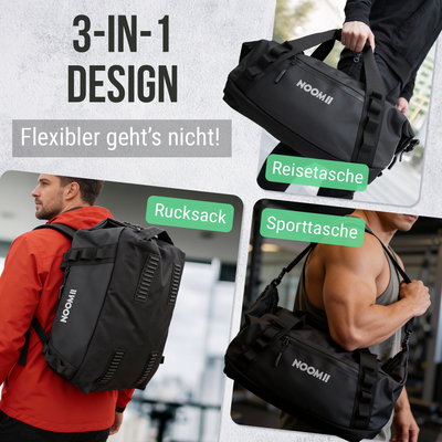 NooMii Sporttasche mit Rucksack-Funktion – 2-in-1 Gym & Travel Bag