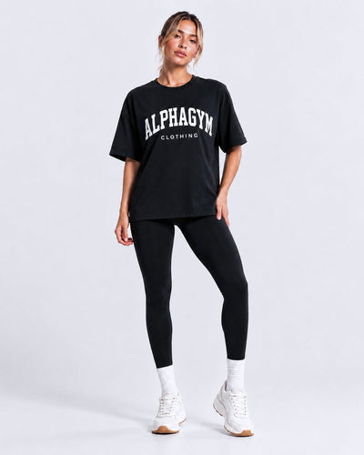 ALPHA GYM "COLLEGE" OVERSIZED WOMEN T-SHIRT BLACK