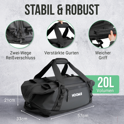 NooMii Sporttasche mit Rucksack-Funktion – 2-in-1 Gym & Travel Bag