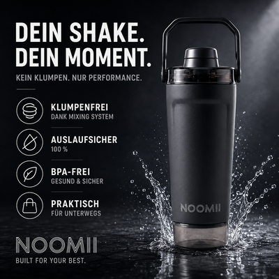 NooMii ProShake 600 – Edelstahl Thermo-Shaker mit Pulverfach (600 ml)