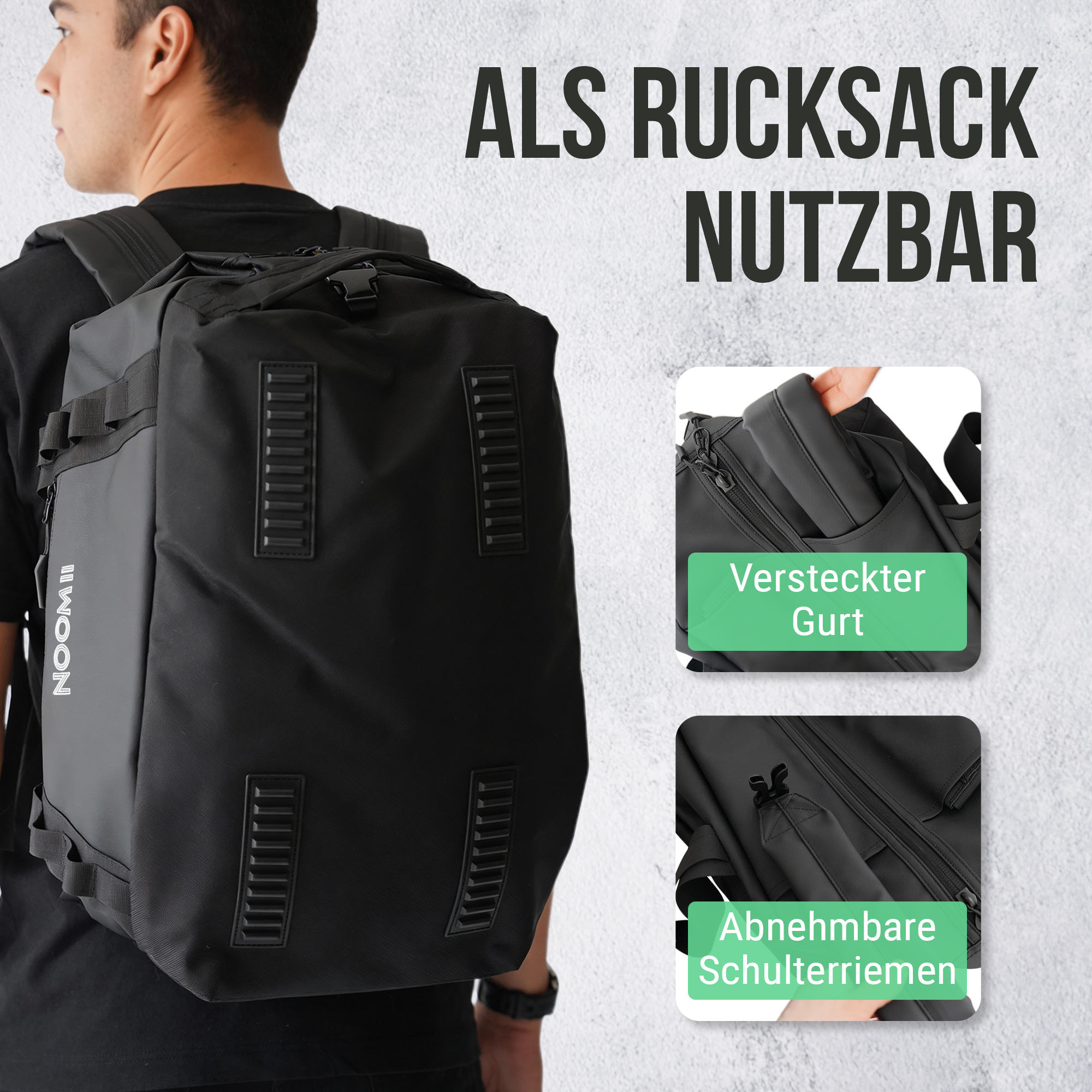 NooMii Sporttasche mit Rucksack-Funktion – 2-in-1 Gym & Travel Bag