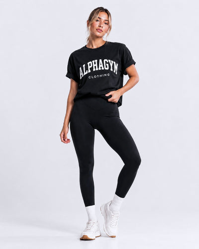 ALPHA GYM "COLLEGE" OVERSIZED WOMEN T-SHIRT BLACK