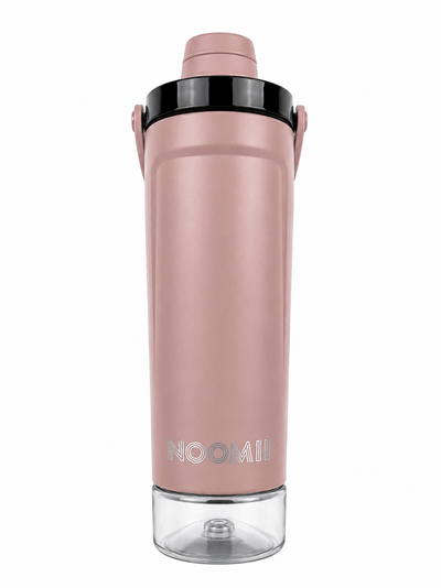 NooMii ProShake 600 Protein-Shaker in Bronze mit Tragegriff und Pulverfach, 600 ml