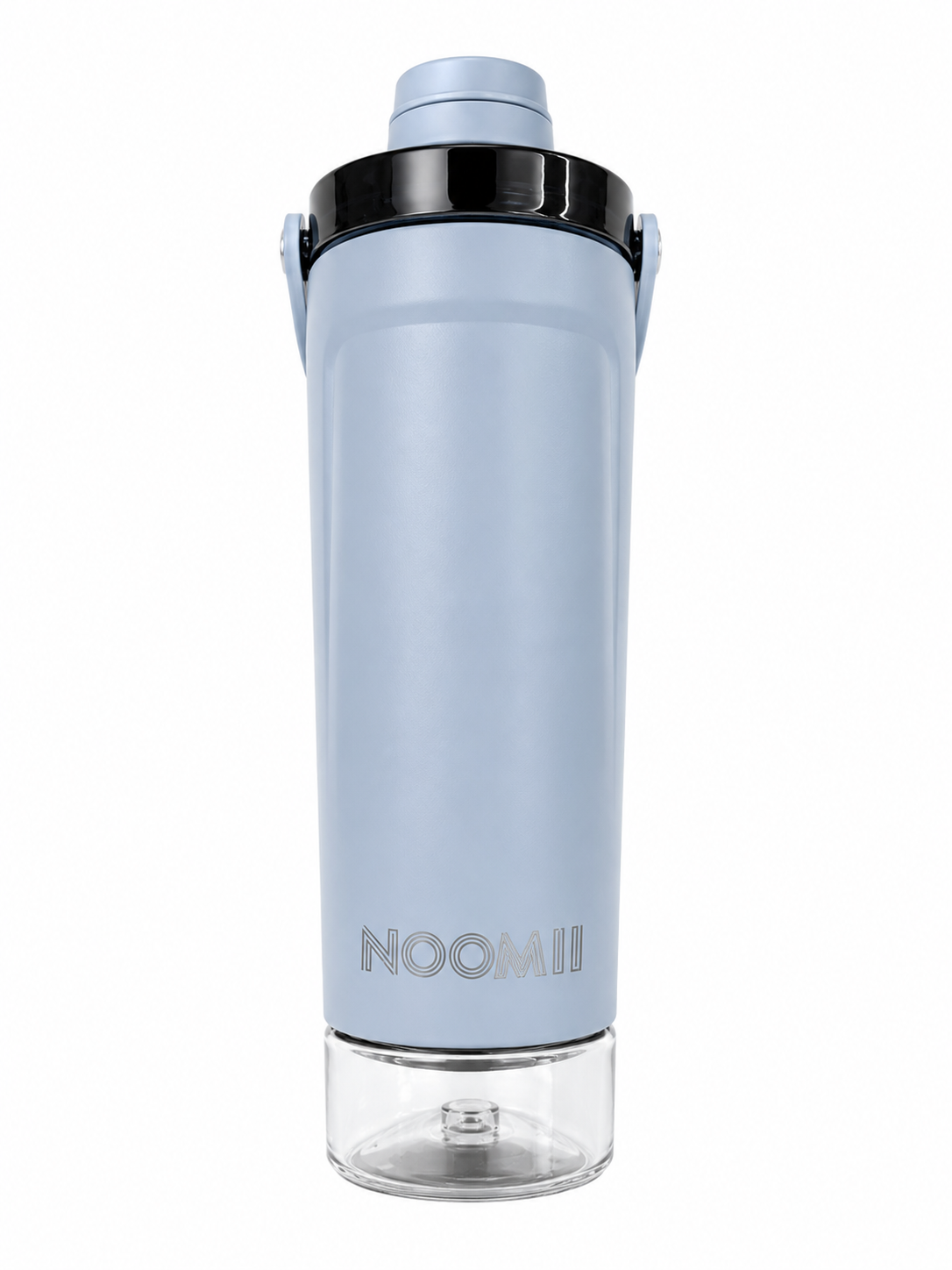 NooMii ProShake 600 Protein-Shaker in Grau mit Tragegriff, doppelwandiger Edelstahl