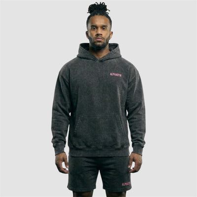 ALPHA GYM LIFTING CLUB  HOODIE GREY WASHED / PINK