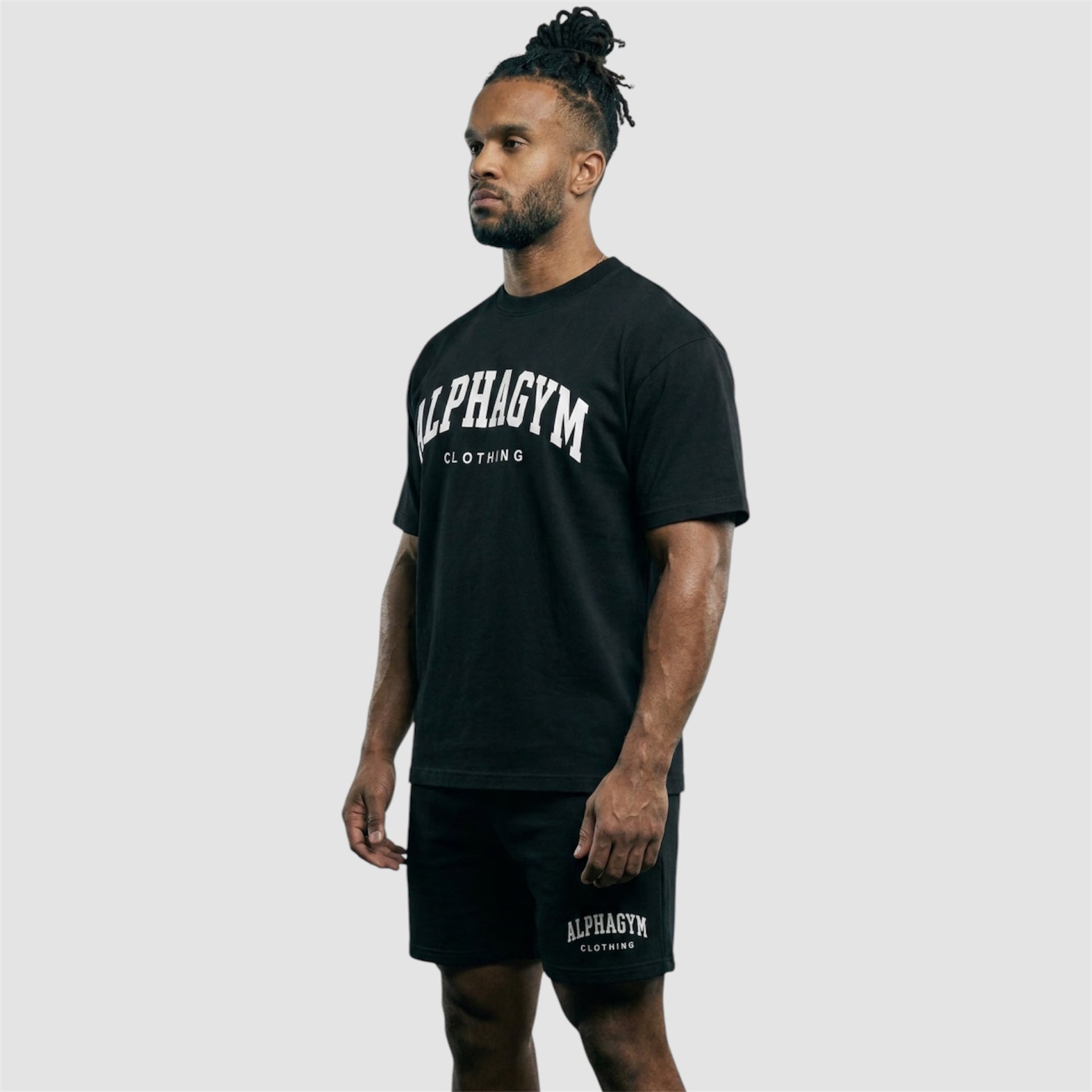 ALPHA GYM "COLLEGE" OVERSIZED FITNESS T-SHIRT BLACK