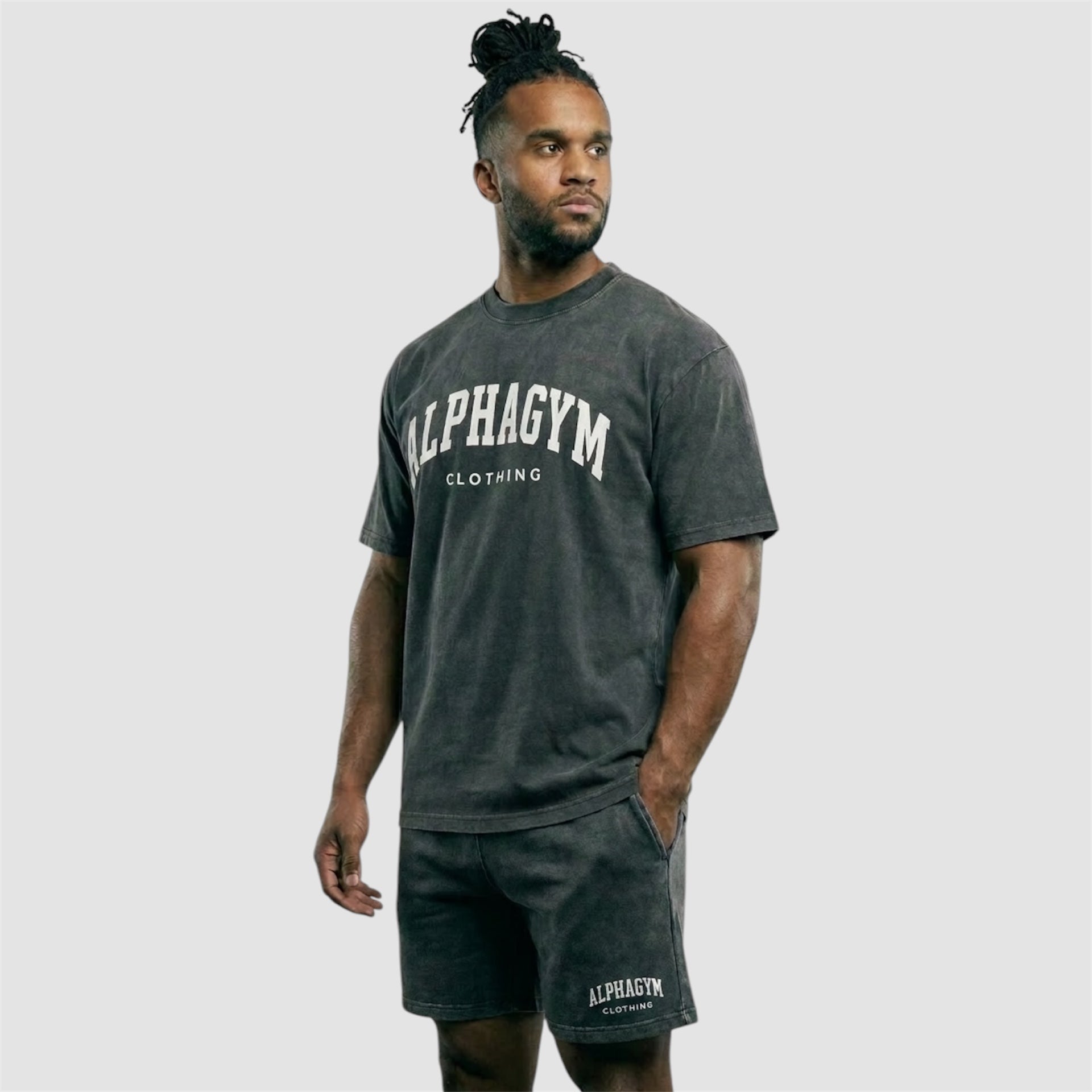 ALPHA GYM "COLLEGE" OVERSIZED T-SHIRT GREY WASHED