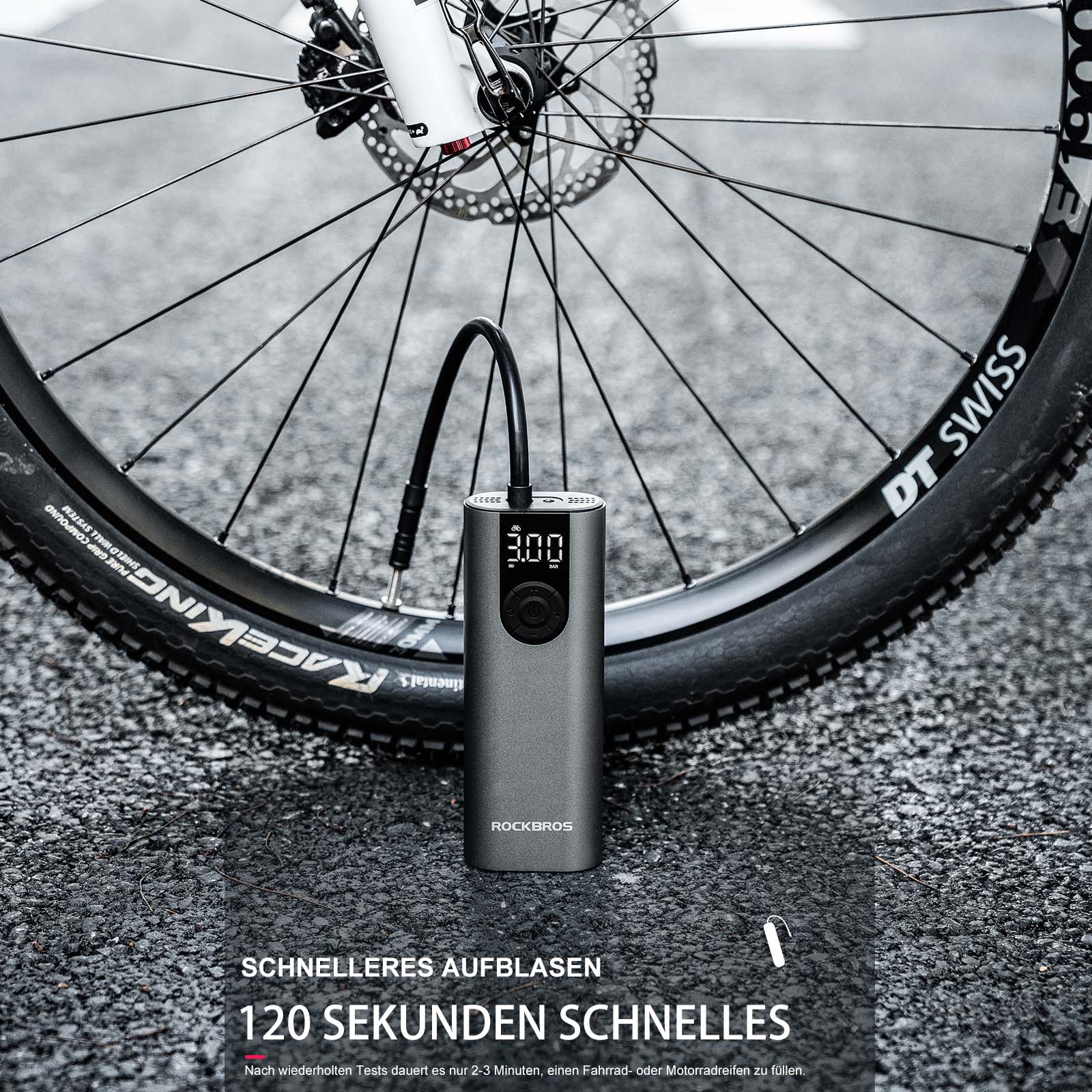 A8 Fahrradpumpe Elektrisch Luftpumpe 150PSI - Fahrrad Luftpumpen ROCKBROS - EU - NooMii