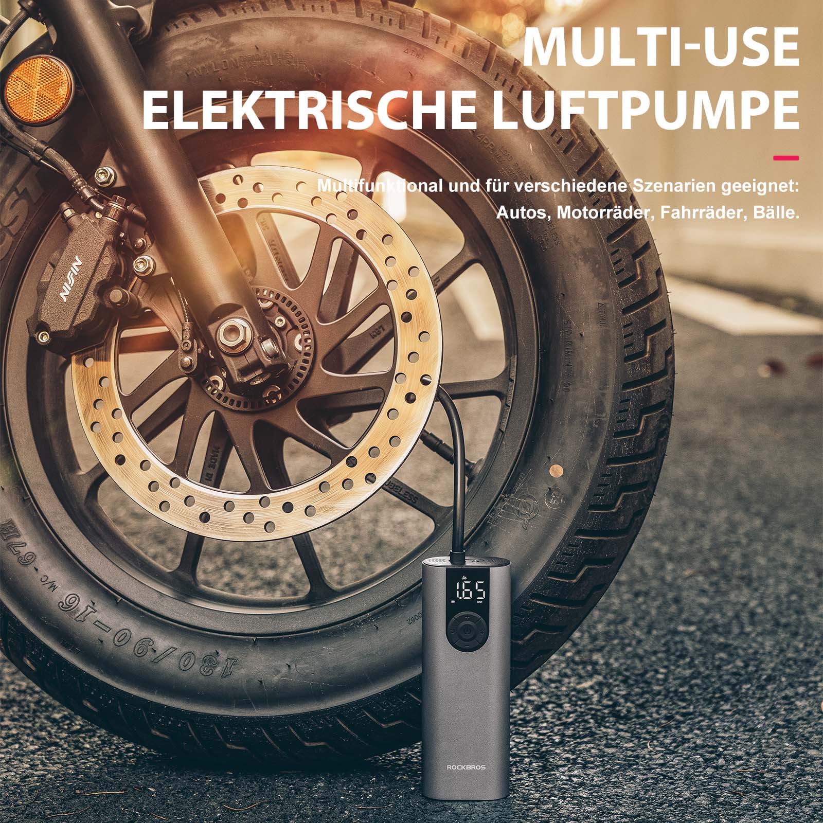 A8 Fahrradpumpe Elektrisch Luftpumpe 150PSI - Fahrrad Luftpumpen ROCKBROS - EU - NooMii