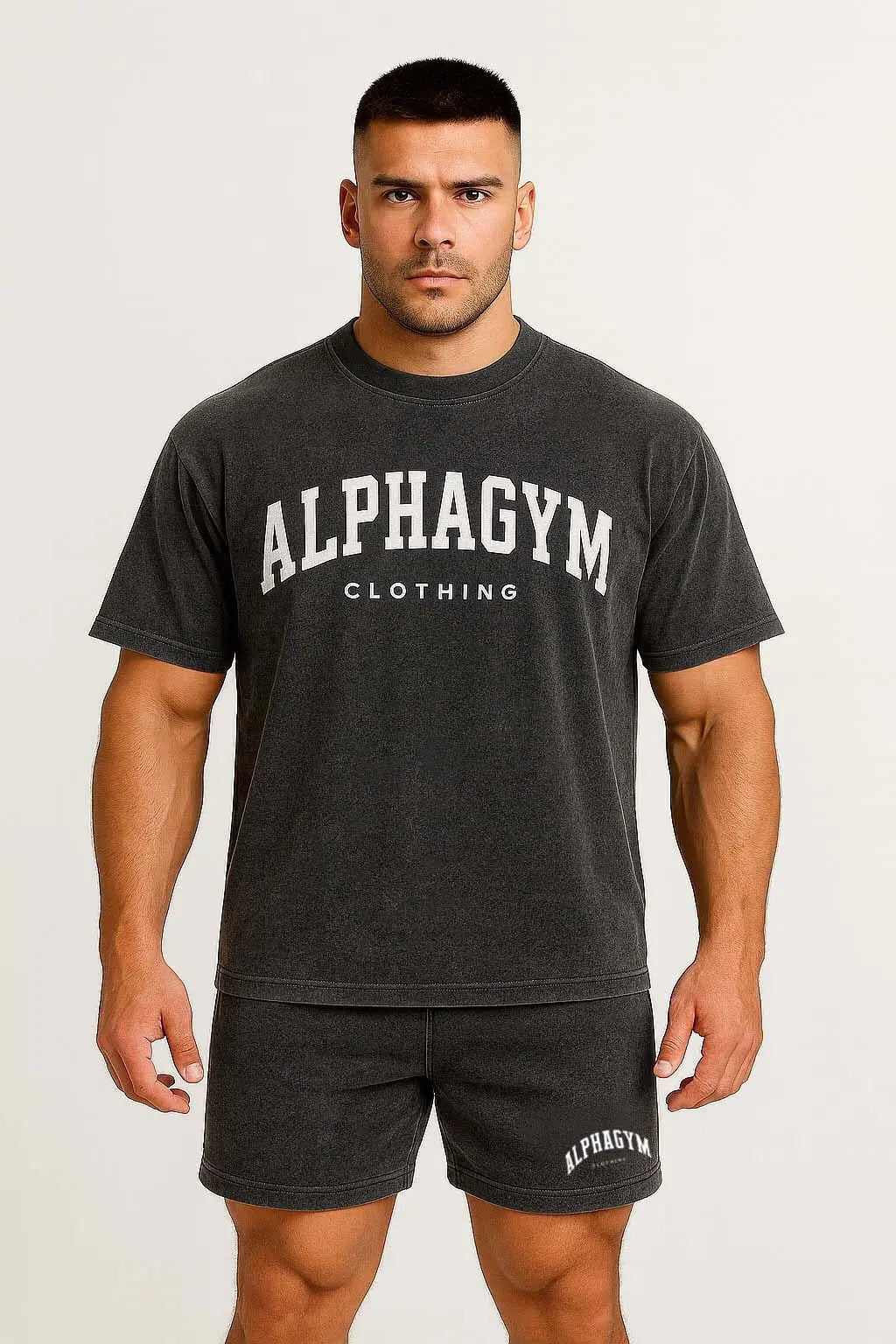 ALPHA GYM "COLLEGE" OVERSIZED T-SHIRT GREY WASHED (Pre Order)