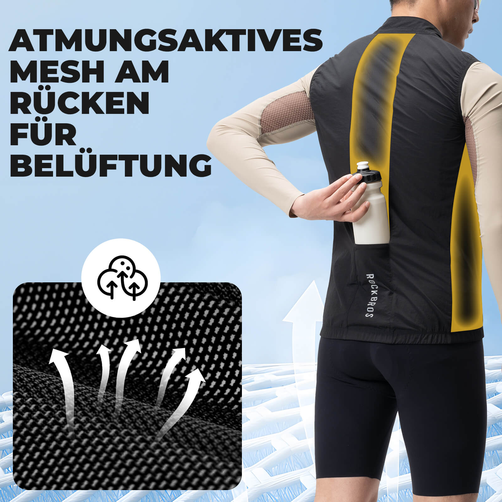 Ärmellose Fahrradweste Fahrradjacke Packbar Atmungsaktiv - Fahrradjacke ROCKBROS - EU - NooMii