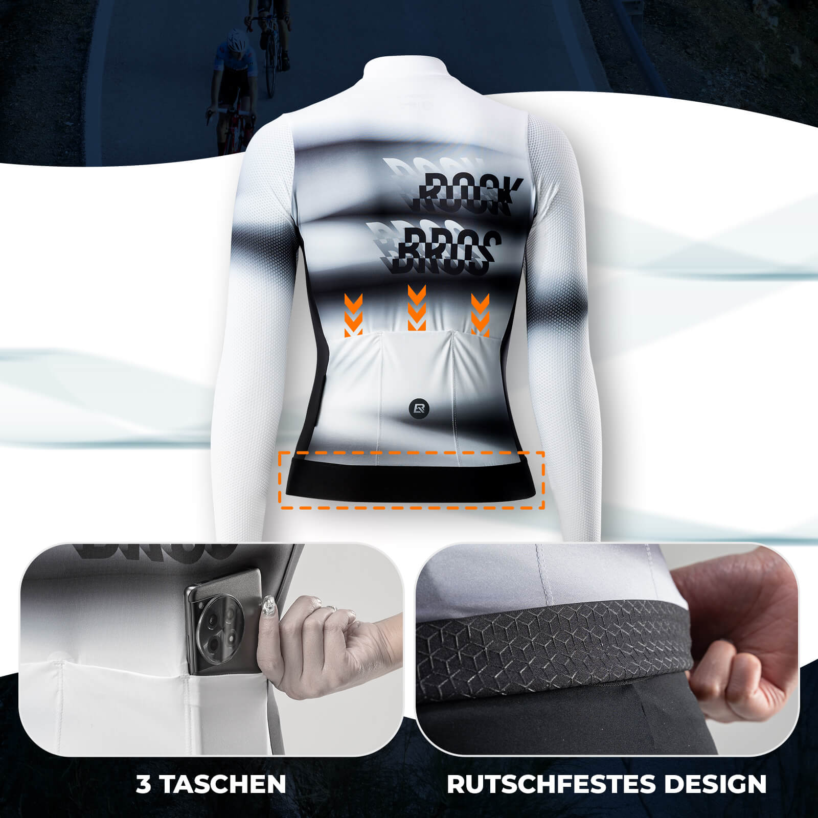 Damen Langarm - Radtrikot Schnell Trocknend Atmungsaktiv - Fahrradtrikot ROCKBROS - EU - NooMii