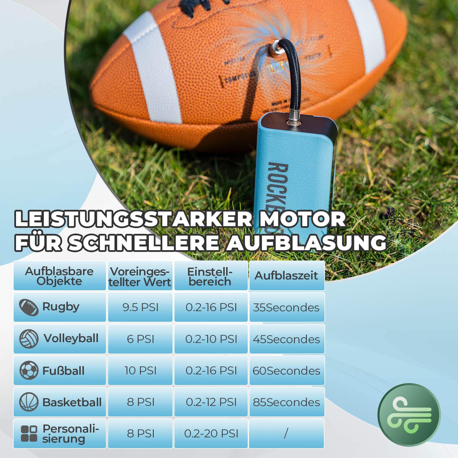 Elektrische Ballpumpe Luftpumpe 4 Ersatznadeln - Fahrrad Luftpumpen ROCKBROS - EU - NooMii