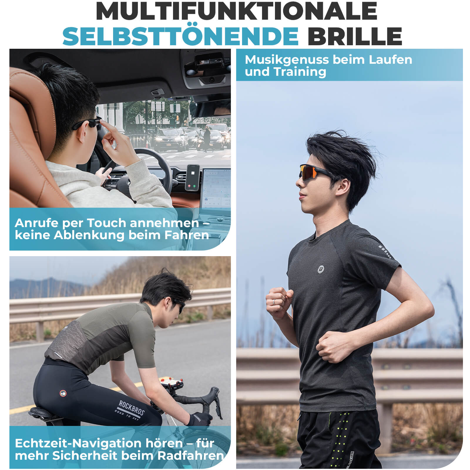 Elektronische Brille Intelligente Fahrradbrille Selbsttönend/Polarisiert - Fahrradbrille ROCKBROS - EU - NooMii