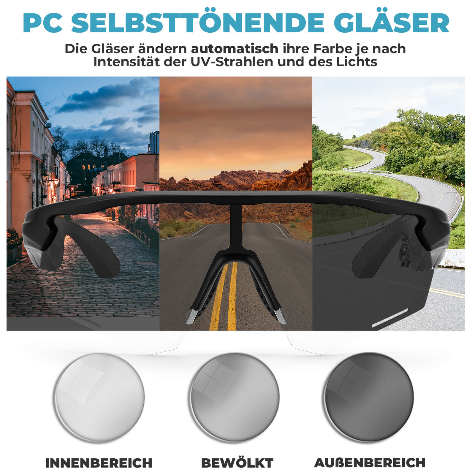 Elektronische Brille Intelligente Fahrradbrille Selbsttönend/Polarisiert - Fahrradbrille ROCKBROS - EU - NooMii