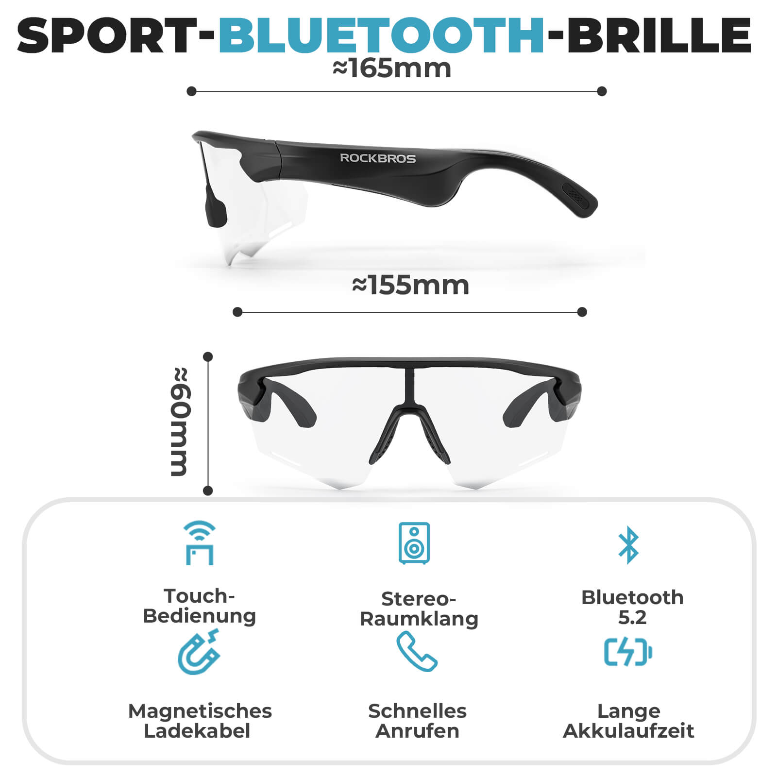 Elektronische Brille Intelligente Fahrradbrille Selbsttönend/Polarisiert - Fahrradbrille ROCKBROS - EU - NooMii