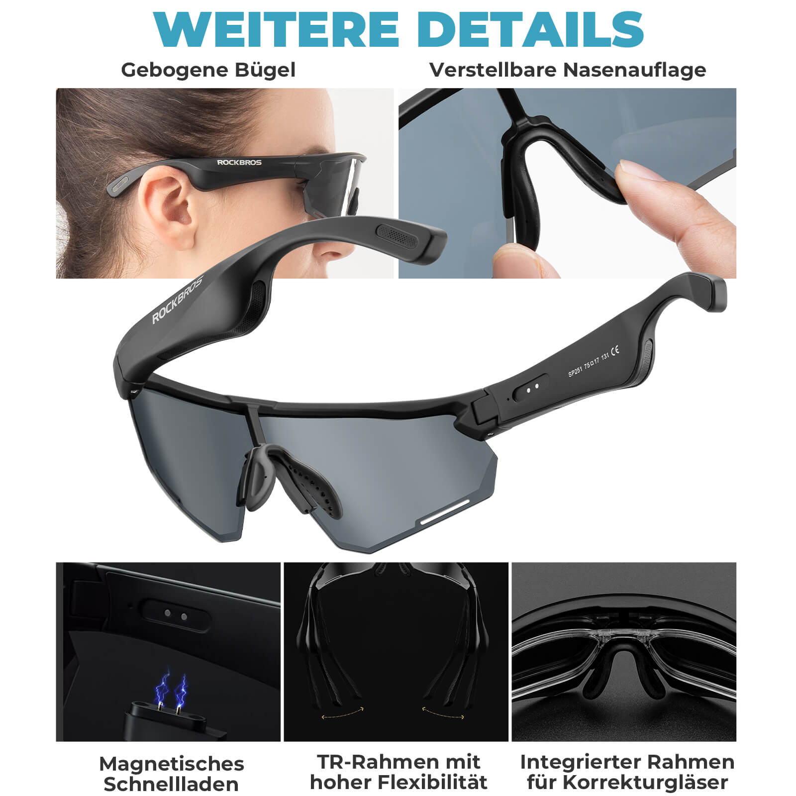 Elektronische Brille Intelligente Fahrradbrille Selbsttönend/Polarisiert - Fahrradbrille ROCKBROS - EU - NooMii