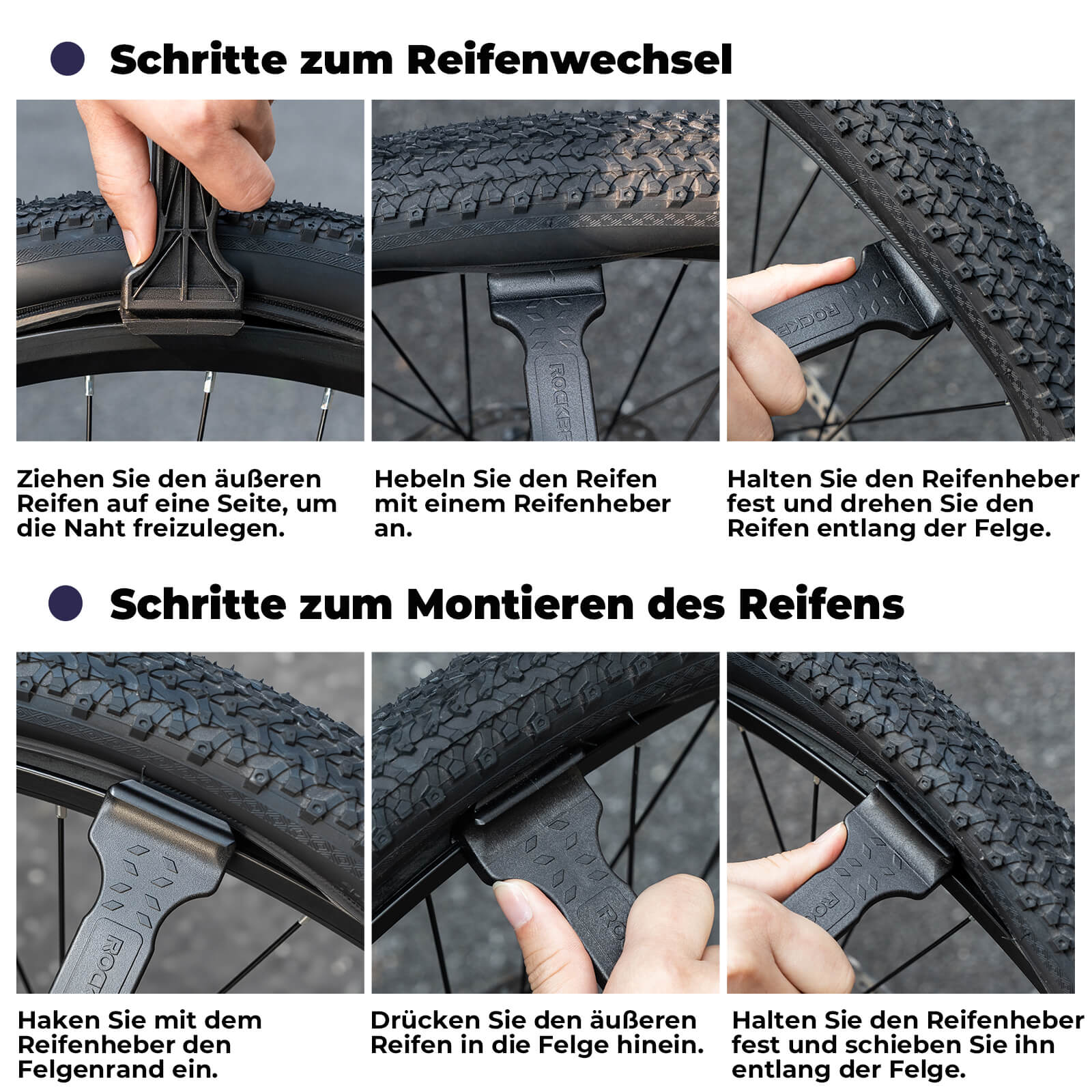Fahrrad 2 - IN - 1 Reifenheber Fahrradwerkzeug Tragbar - Reifenheber ROCKBROS - EU - NooMii