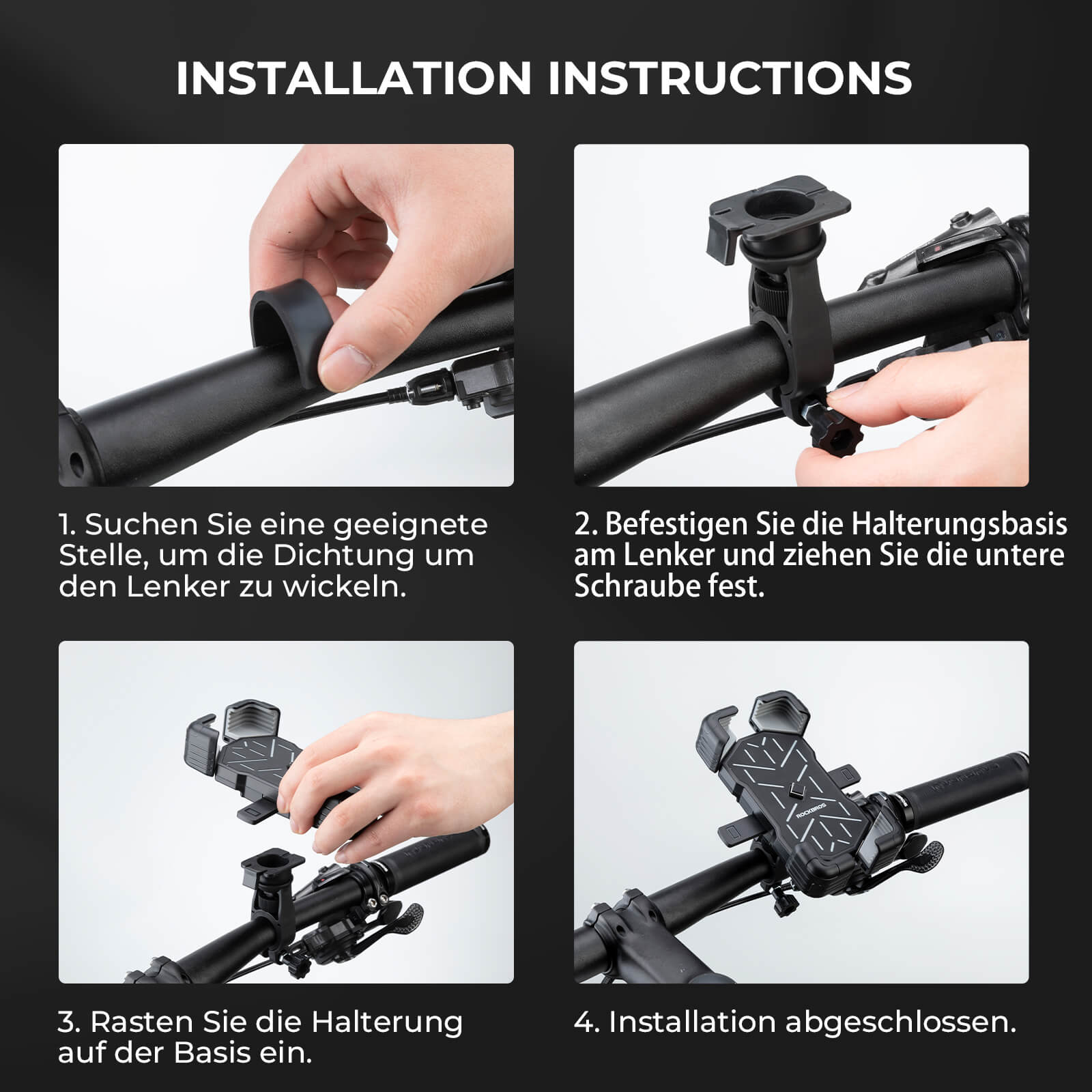 Fahrrad Handyhalterung 360° Drehbar für 4,5 - 7,2 Zoll - Fahrrad Handyhalterung ROCKBROS - EU - NooMii